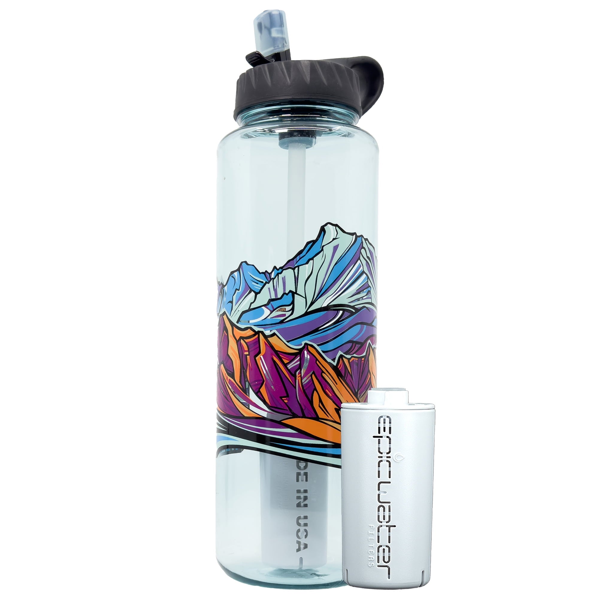 Epic Water Filters Nalgene OG Sustain Tritan USA Made Water Bottle and 75 Gallon Filter - Removes 99.99% of Water Impurities, 32oz, Leggitt Art C192W