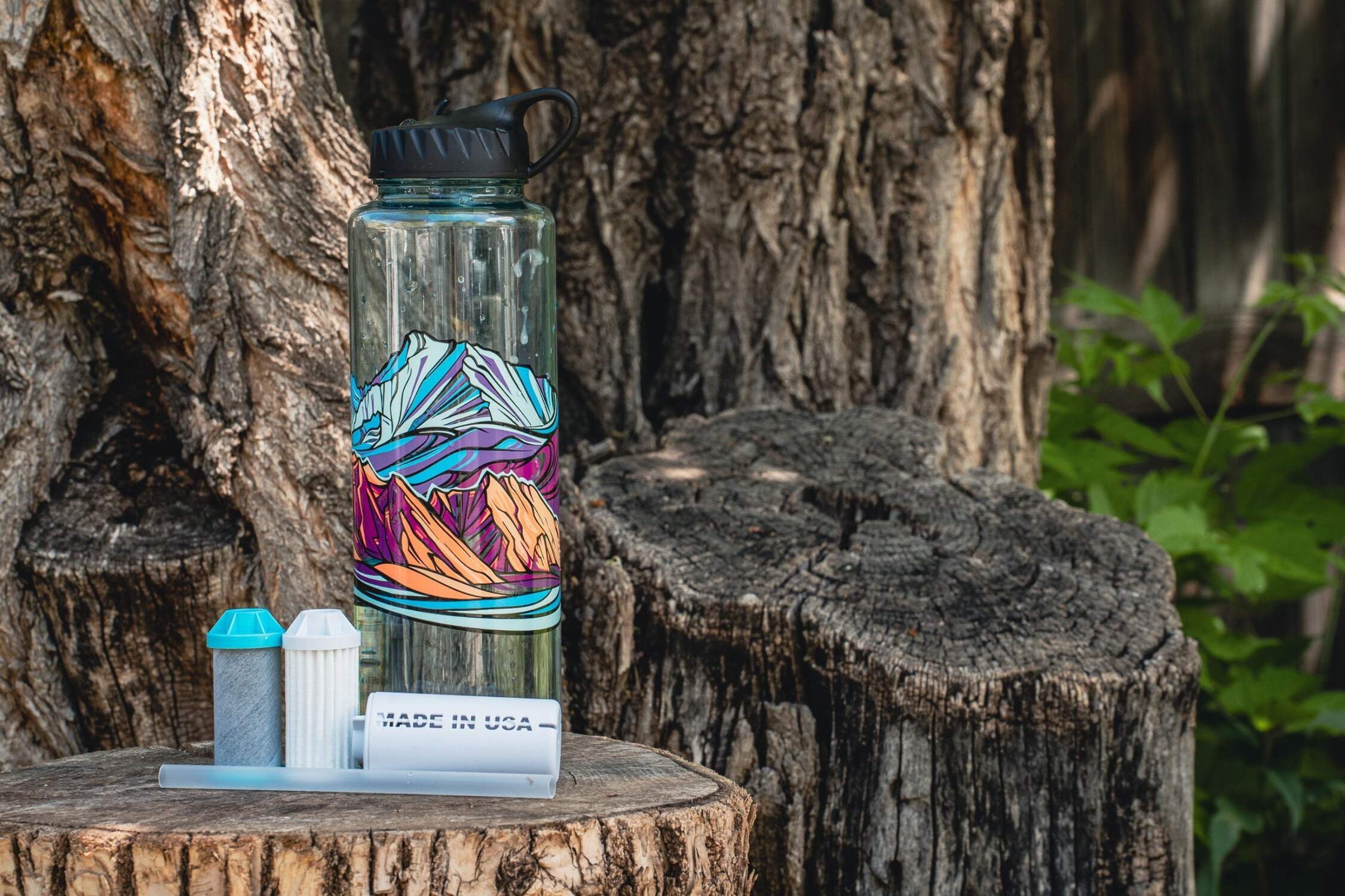 Epic Water Filters Nalgene OG Sustain Tritan USA Made Water Bottle and 75 Gallon Filter - Removes 99.99% of Water Impurities, 32oz, Leggitt Art C192W