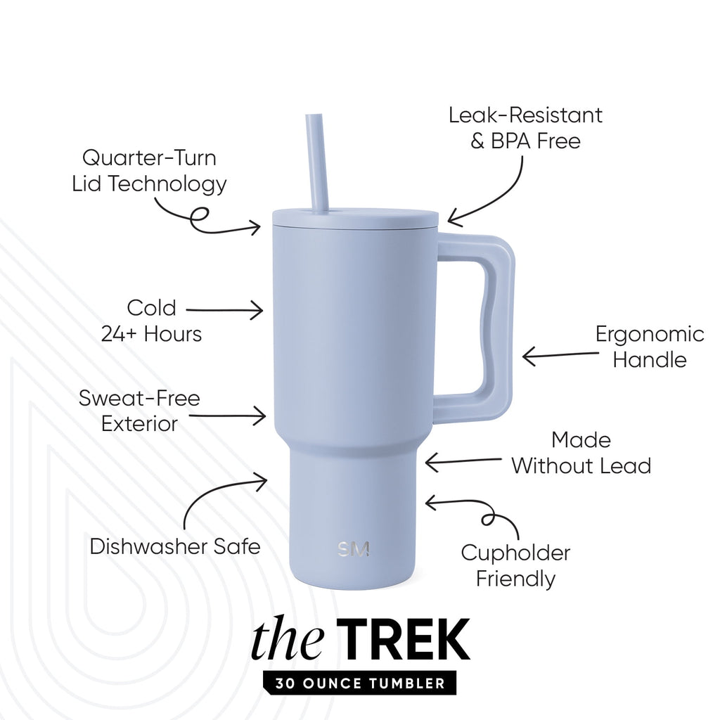 Simple Modern 30 fl oz Insulated Stainless Steel Trek Tumbler with Straw Lid | Seaglass Sage and Cream Checkmate C690P