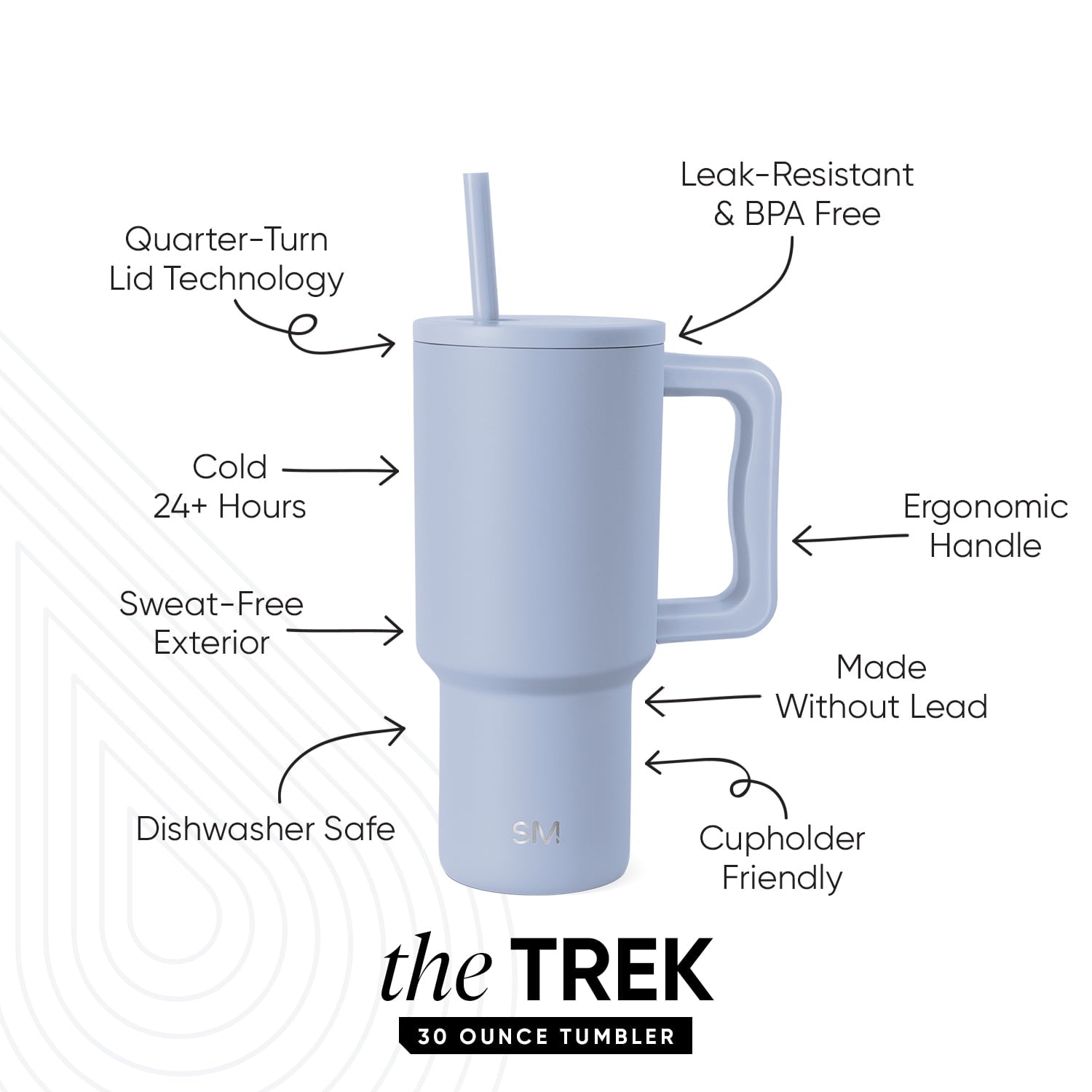 Simple Modern 30 fl oz Insulated Stainless Steel Trek Tumbler with Straw Lid | Seaglass Sage and Cream Checkmate C690P