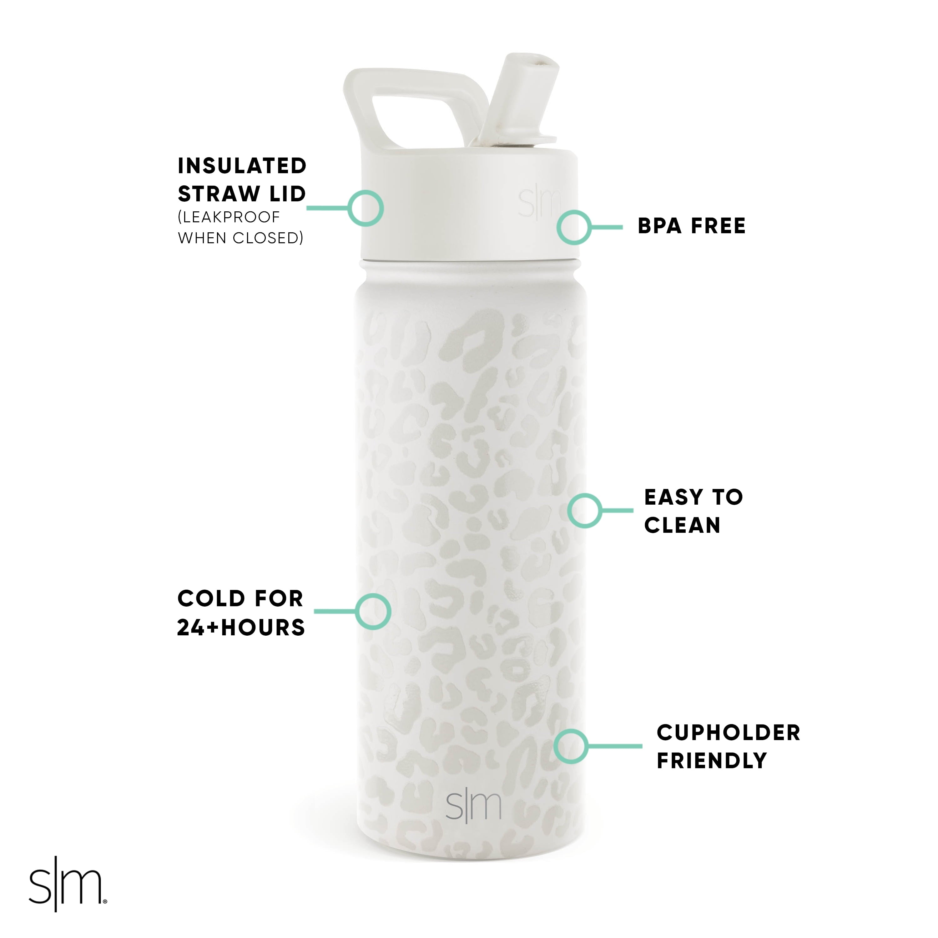 Simple Modern Summit Water Bottle Straw Lid Vacuum Insulated Stainless Steel Bottle | 18 fl oz C425K