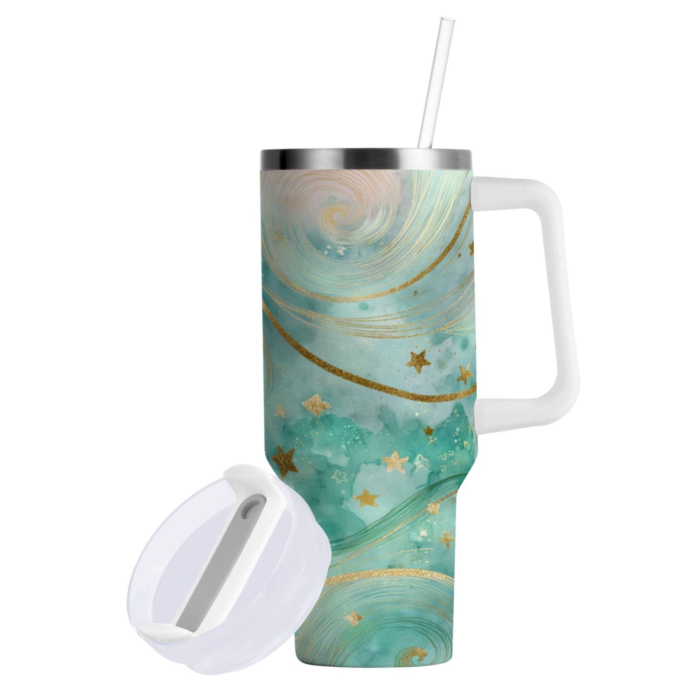 30 oz Insulated Stainless Steel Tumbler Double Wall Stainless Steel Tumbler with 2-Way Drinking Beautiful Swirling Lines C509E