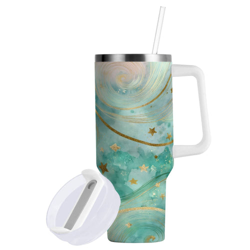30 oz Insulated Stainless Steel Tumbler Double Wall Stainless Steel Tumbler with 2-Way Drinking Beautiful Swirling Lines C509E