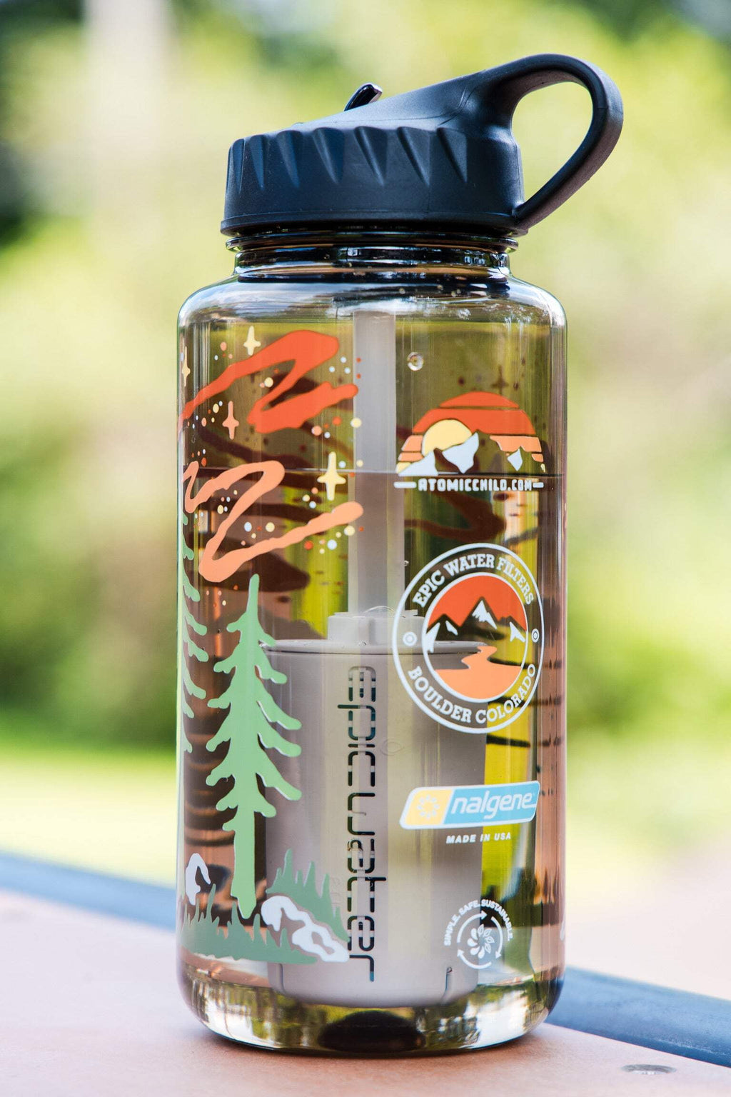 Epic Water Filters Nalgene OG Sustain Tritan USA Made Water Bottle and 75 Gallon Filter - Removes 99.99% of Water Impurities, 32oz, Atomic Child Special Edition C162N