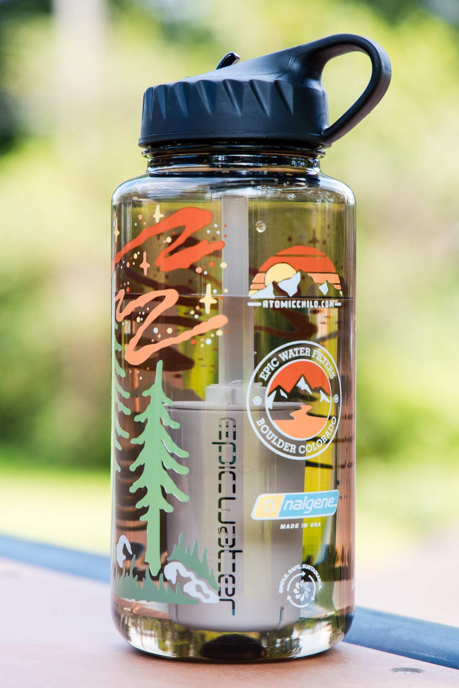 Epic Water Filters Nalgene OG Sustain Tritan USA Made Water Bottle and 75 Gallon Filter - Removes 99.99% of Water Impurities, 32oz, Atomic Child Special Edition C162N