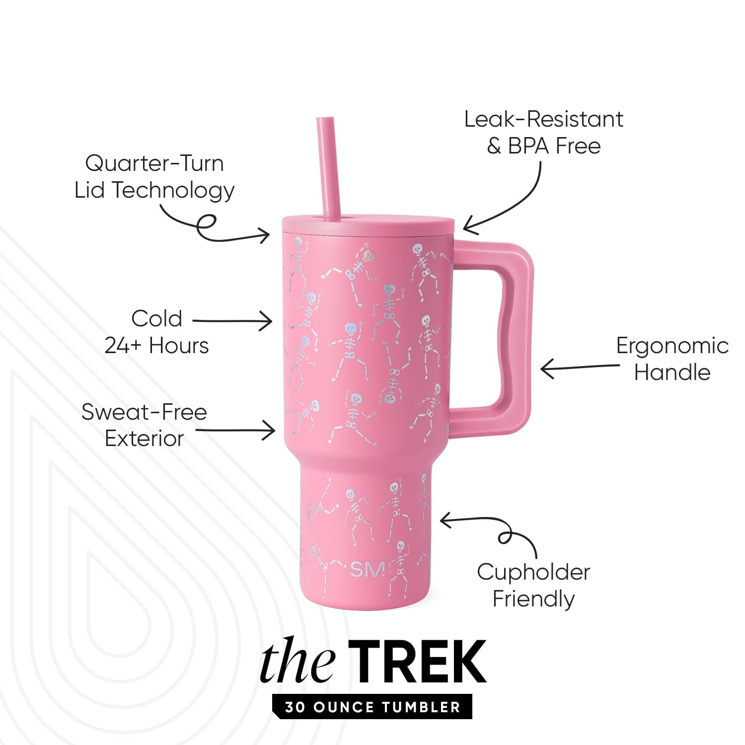 Simple Modern 30 fl oz Insulated Stainless Steel Trek Tumbler with Straw Lid | Seaglass Sage and Cream Checkmate C690P
