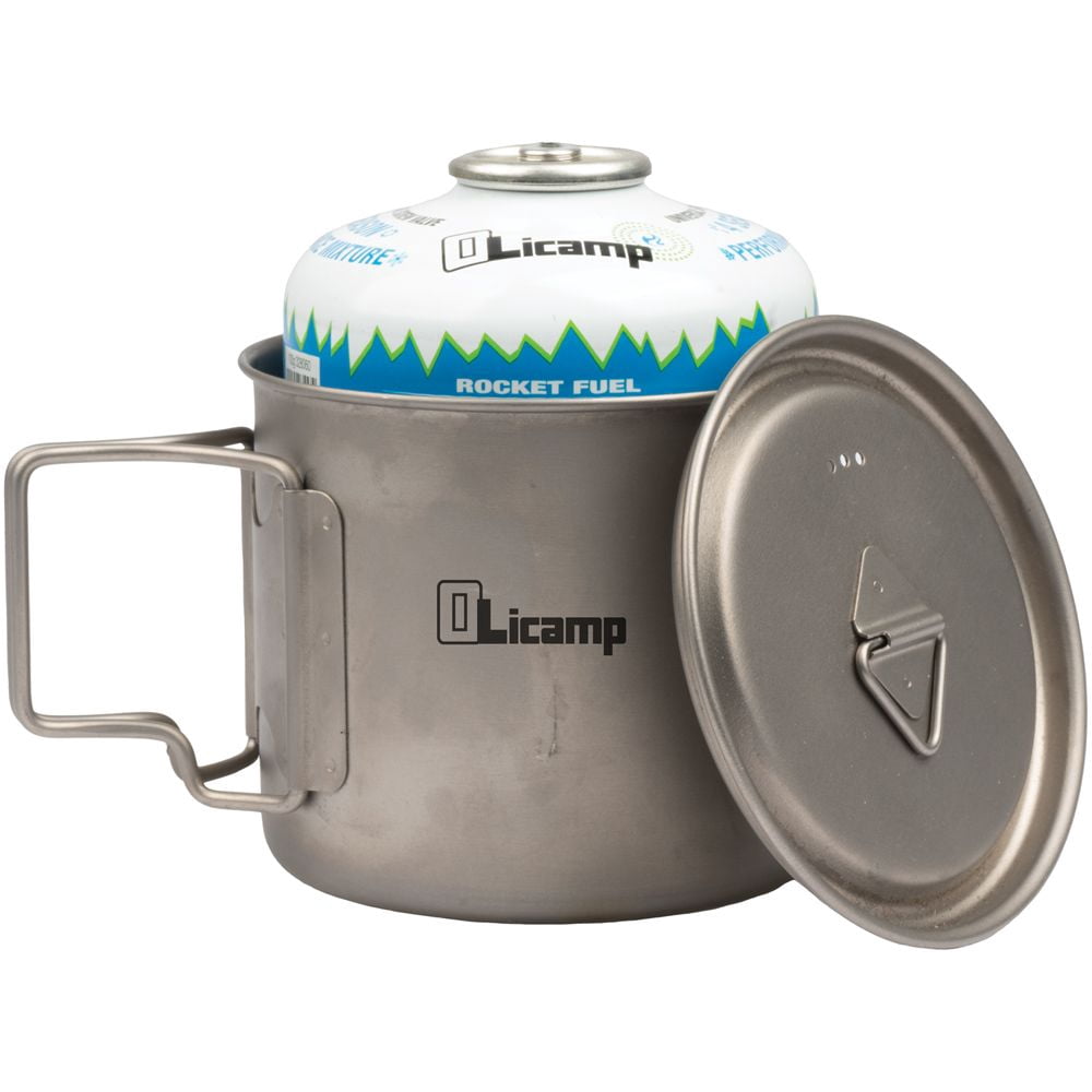 Olicamp Titanium Space Saver Mug with Lid, Nests Nalgene Bottle Inside, Lightweight and Compact, Perfect for Camping and Backpacking, 550mL C194Q