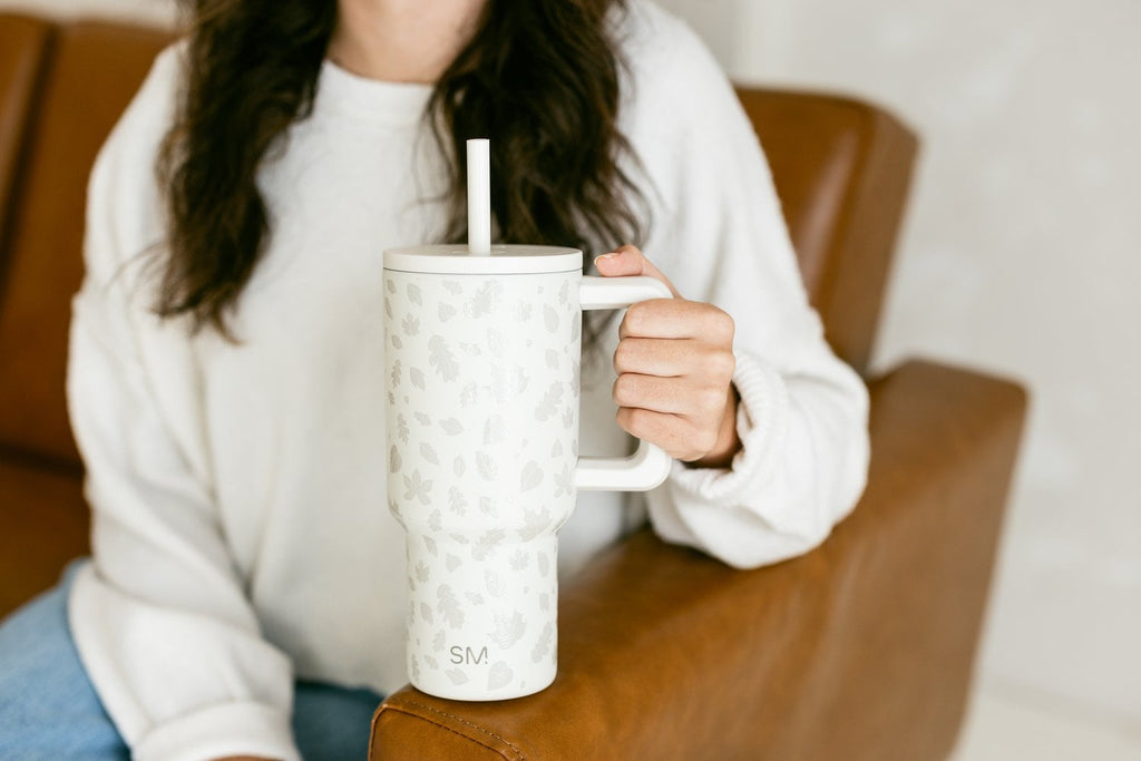 Simple Modern 30 fl oz Insulated Stainless Steel Trek Tumbler with Straw Lid | Seaglass Sage and Cream Checkmate C690P