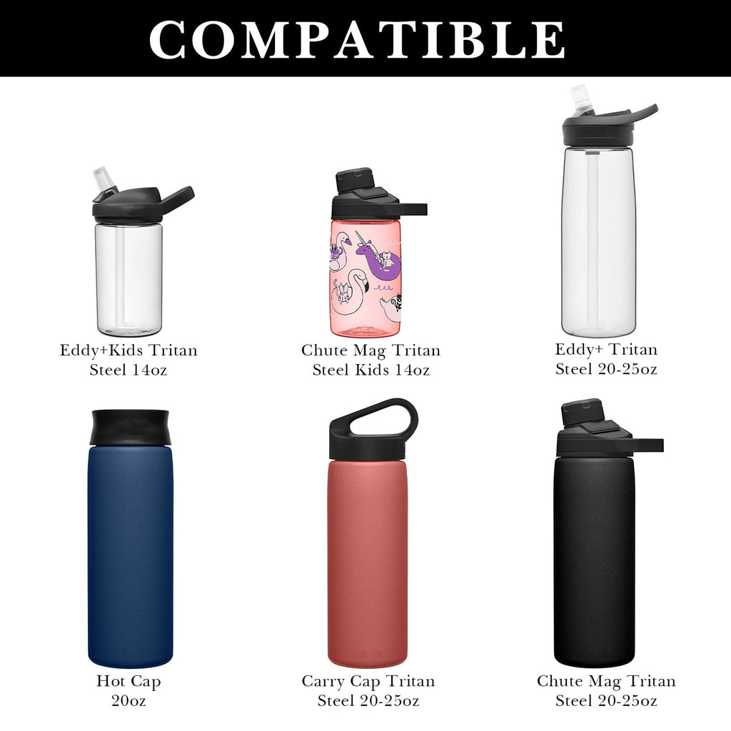Linkidea 2 Pack Water Bottle Boot Compatible with CamelBak Eddy+20oz/25oz, Chute Mag 20oz/25oz, Carry Cap, Silicone Anti-Slip Bottle Bottom Bumper Protector (Clear White) C389H