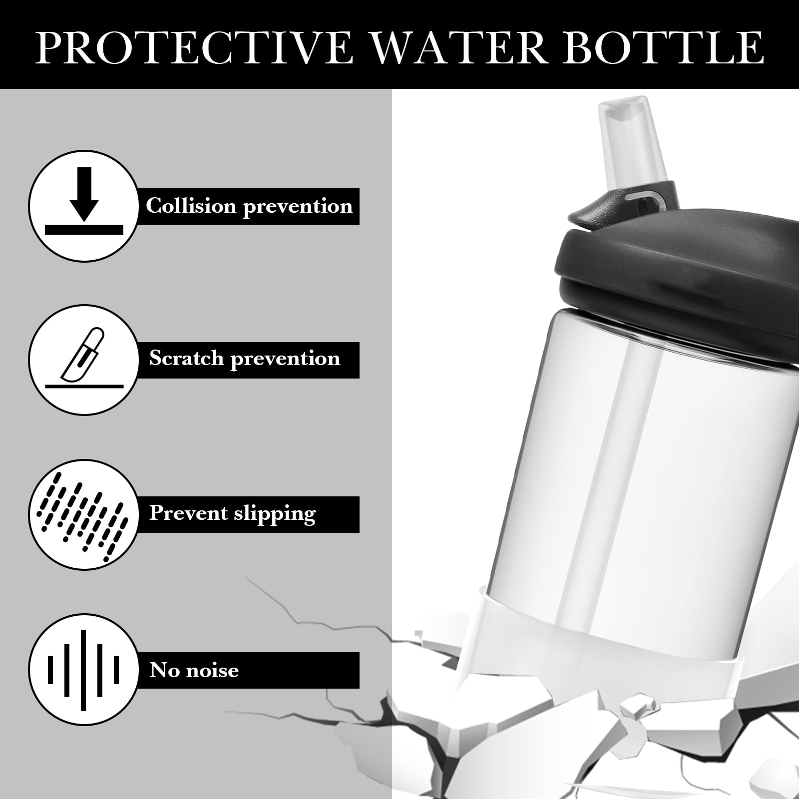 Linkidea 2 Pack Water Bottle Boot Compatible with CamelBak Eddy+20oz/25oz, Chute Mag 20oz/25oz, Carry Cap, Silicone Anti-Slip Bottle Bottom Bumper Protector (Clear White) C389H
