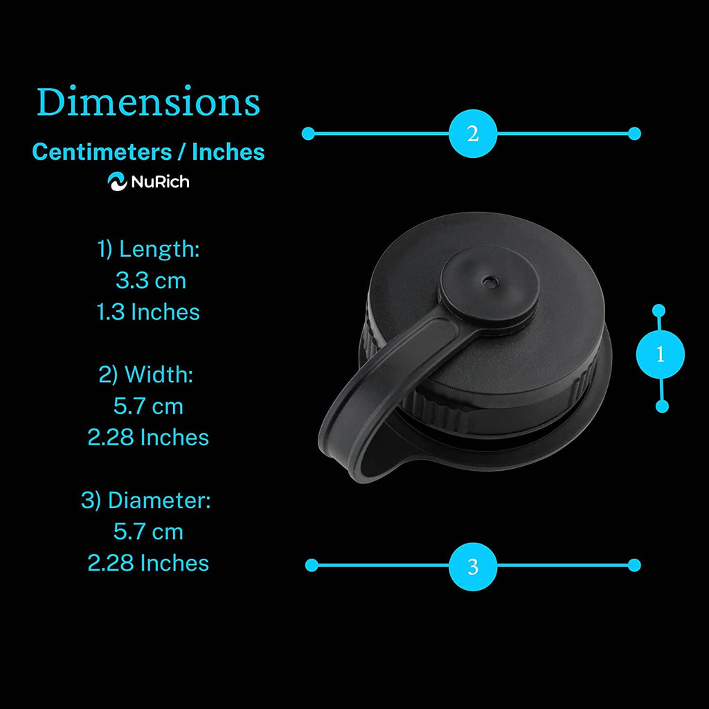 NuRich Loop Top Lid for Wide Mouth Hydro Flask, Nalgene &amp; Simple Water Bottles C213D