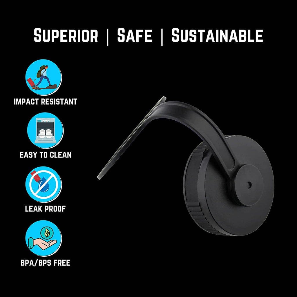 NuRich Loop Top Lid for Wide Mouth Hydro Flask, Nalgene &amp; Simple Water Bottles C213D