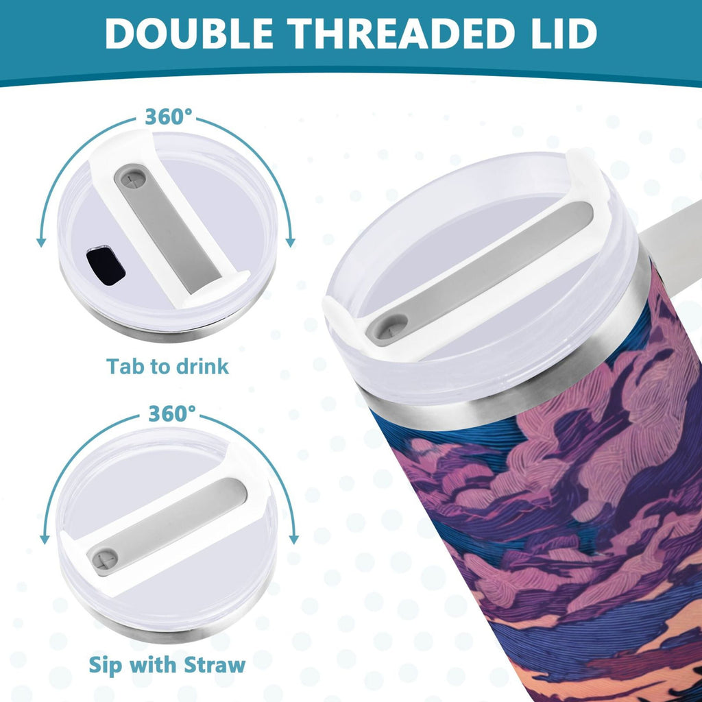 40 oz Insulated Stainless Steel Tumbler Double Wall Stainless Steel Tumbler with 2-Way Drinking Wild Horses Running C506Y