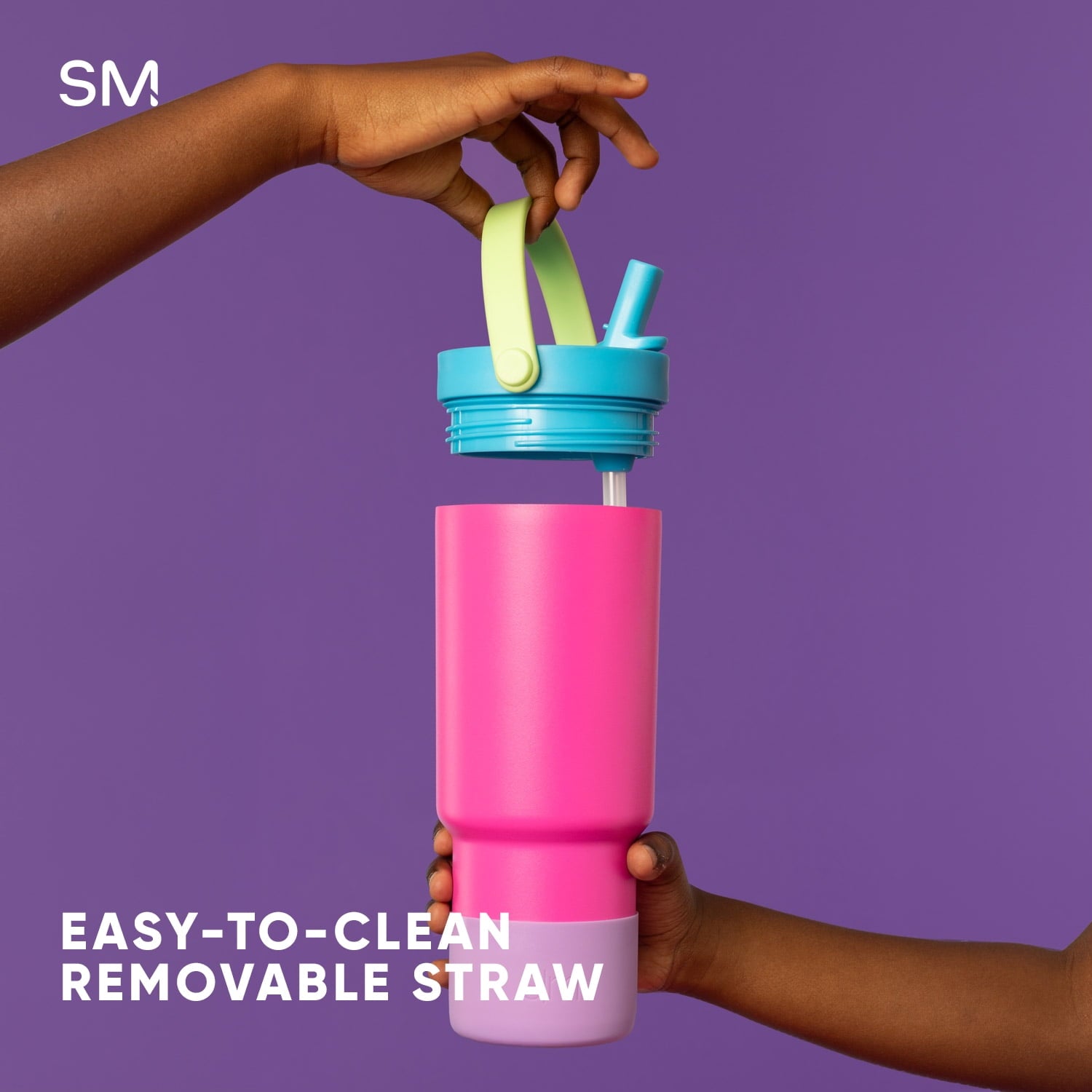 Simple Modern 24 fl oz Insulated Stainless Steel Trek Pivot Tumbler with Straw Lid and Top Handle|Cotton Candy Tie Dye C407Z