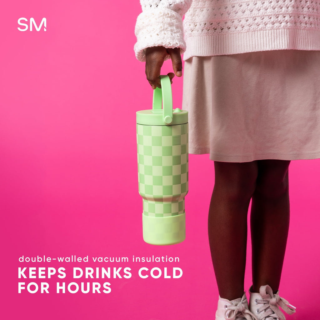 Simple Modern 24 fl oz Insulated Stainless Steel Trek Pivot Tumbler with Straw Lid and Top Handle|Cotton Candy Tie Dye C407Z