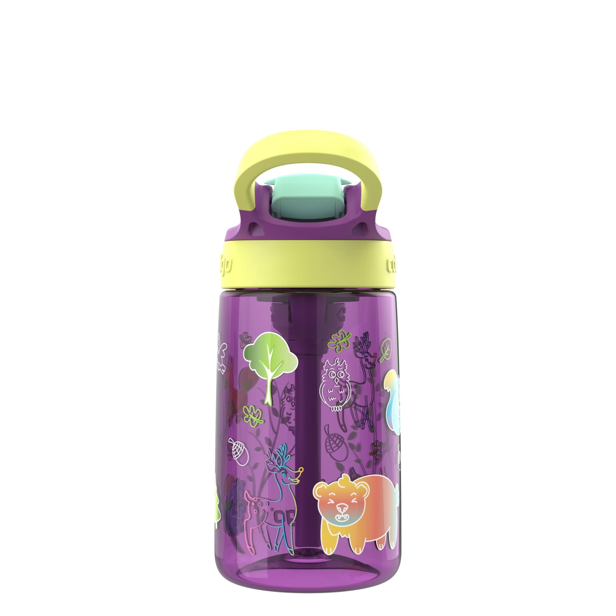 Contigo Kids Water Bottle with Redesigned AUTOSPOUT Straw, 14 oz, Grape Forest Haven C003F