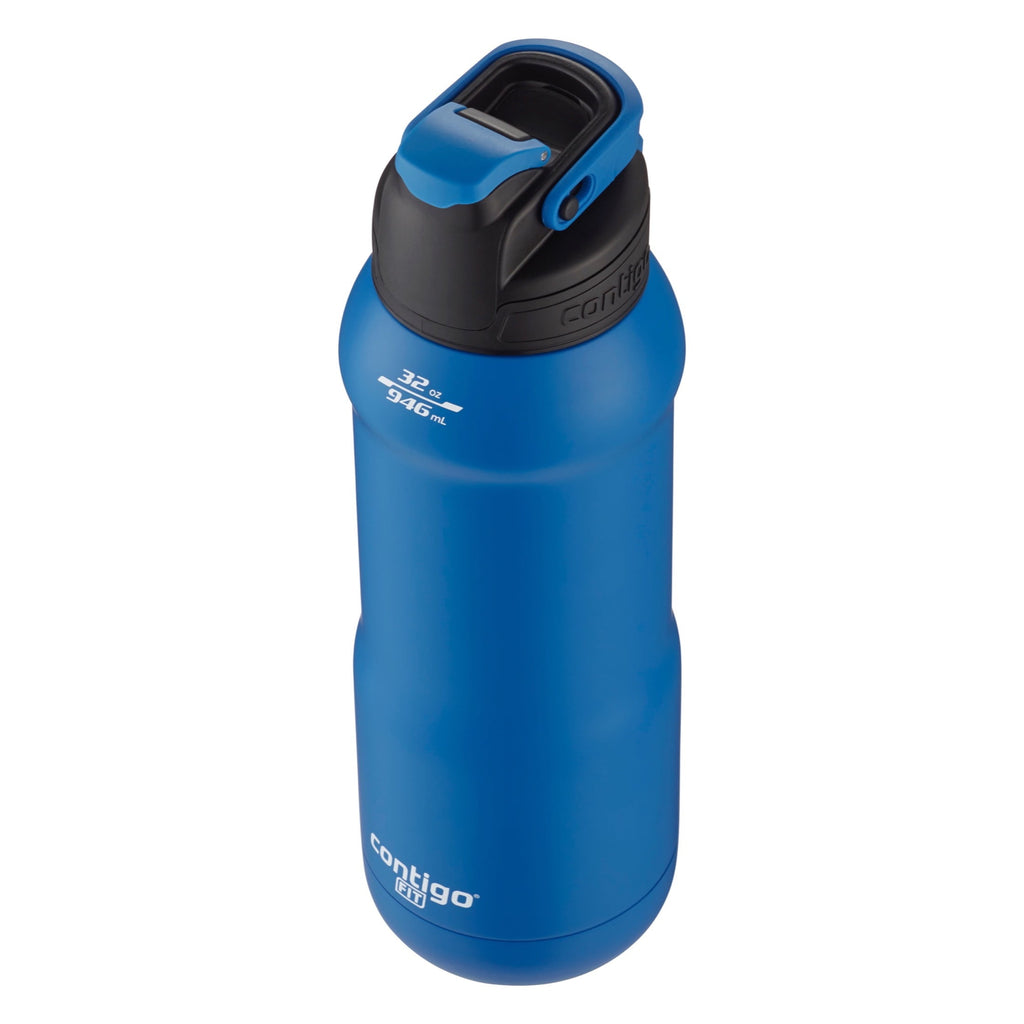 Contigo Fit Stainless Steel AUTOSPOUT Water Bottle with Straw, Blue Amp, 32 fl oz. C105H