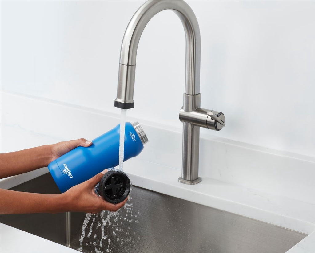 Contigo Fit Stainless Steel AUTOSPOUT Water Bottle with Straw, Blue Amp, 32 fl oz. C105H