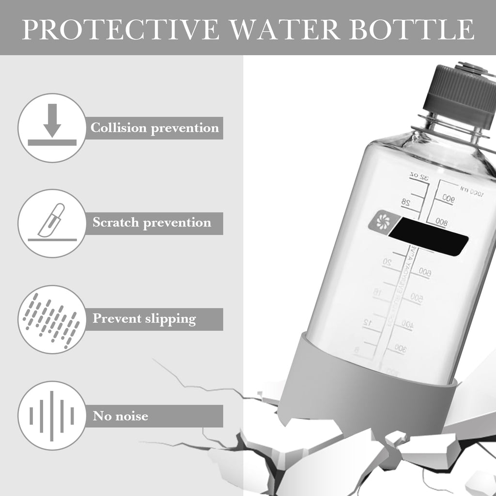 Linkidea 2 Pack Water Bottle Boot Compatible with Nalgene Sustain Wide Mouth 32oz/48oz, Narrow Mouth 32oz, Silicone Anti-Slip Bottle Bottom Bumper Protector (Grey) C219A