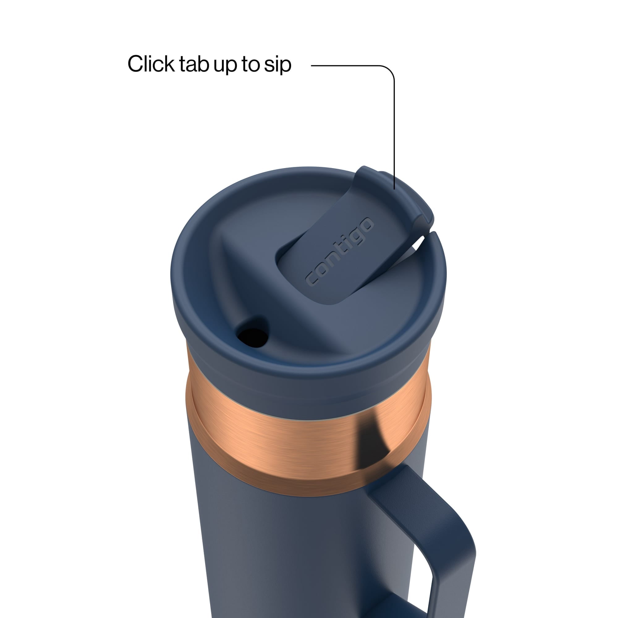 Contigo SnapSeal Leakproof Stainless Steel Reusable Water Bottle Tumbler with Side Handle, Dark Blue/Bronze, 20 oz C033R