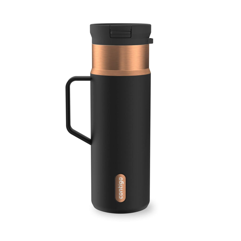 Contigo SnapSeal Leakproof Stainless Steel Reusable Water Bottle Tumbler with Side Handle, Dark Blue/Bronze, 20 oz C033R