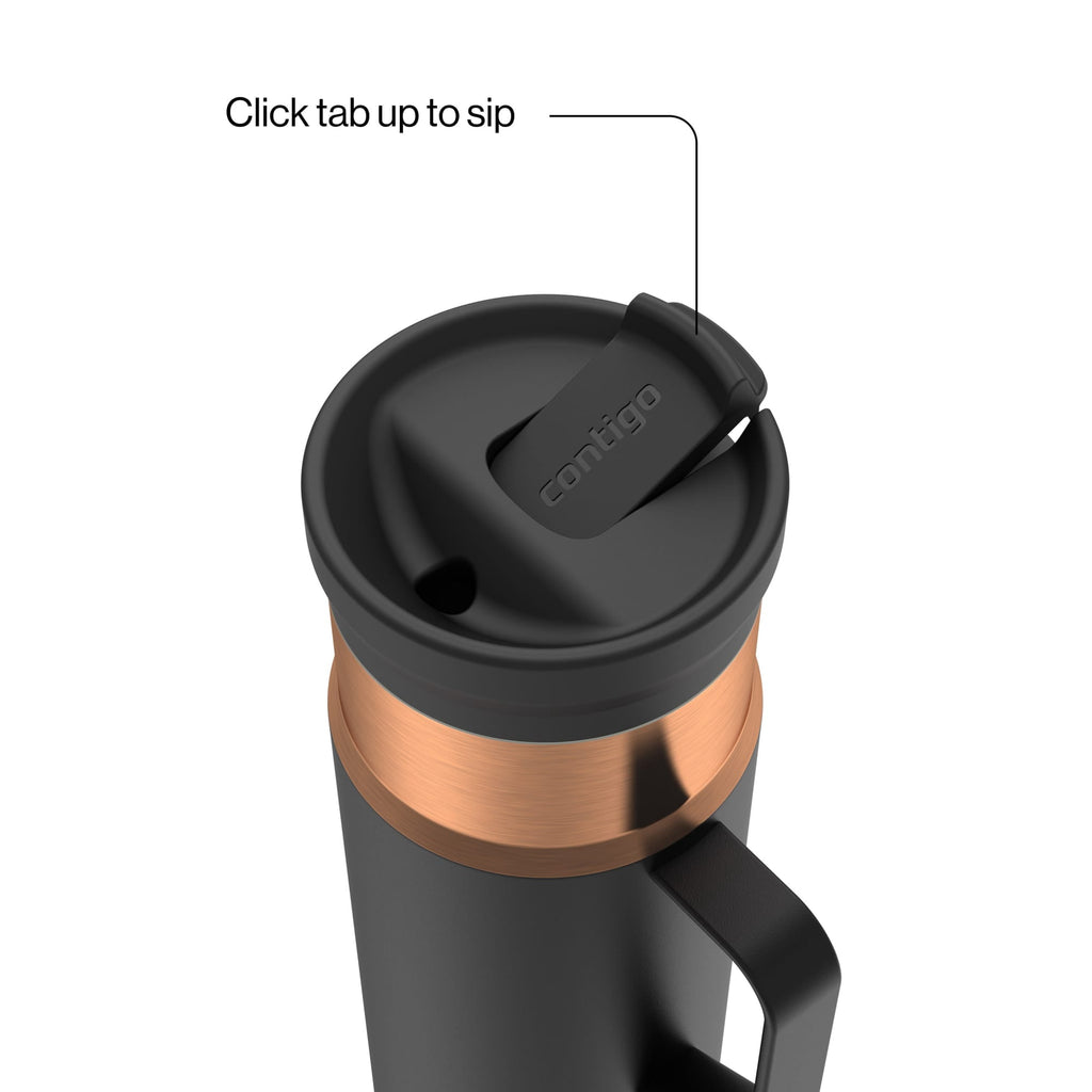 Contigo SnapSeal Leakproof Stainless Steel Reusable Water Bottle Tumbler with Side Handle, Dark Blue/Bronze, 20 oz C033R