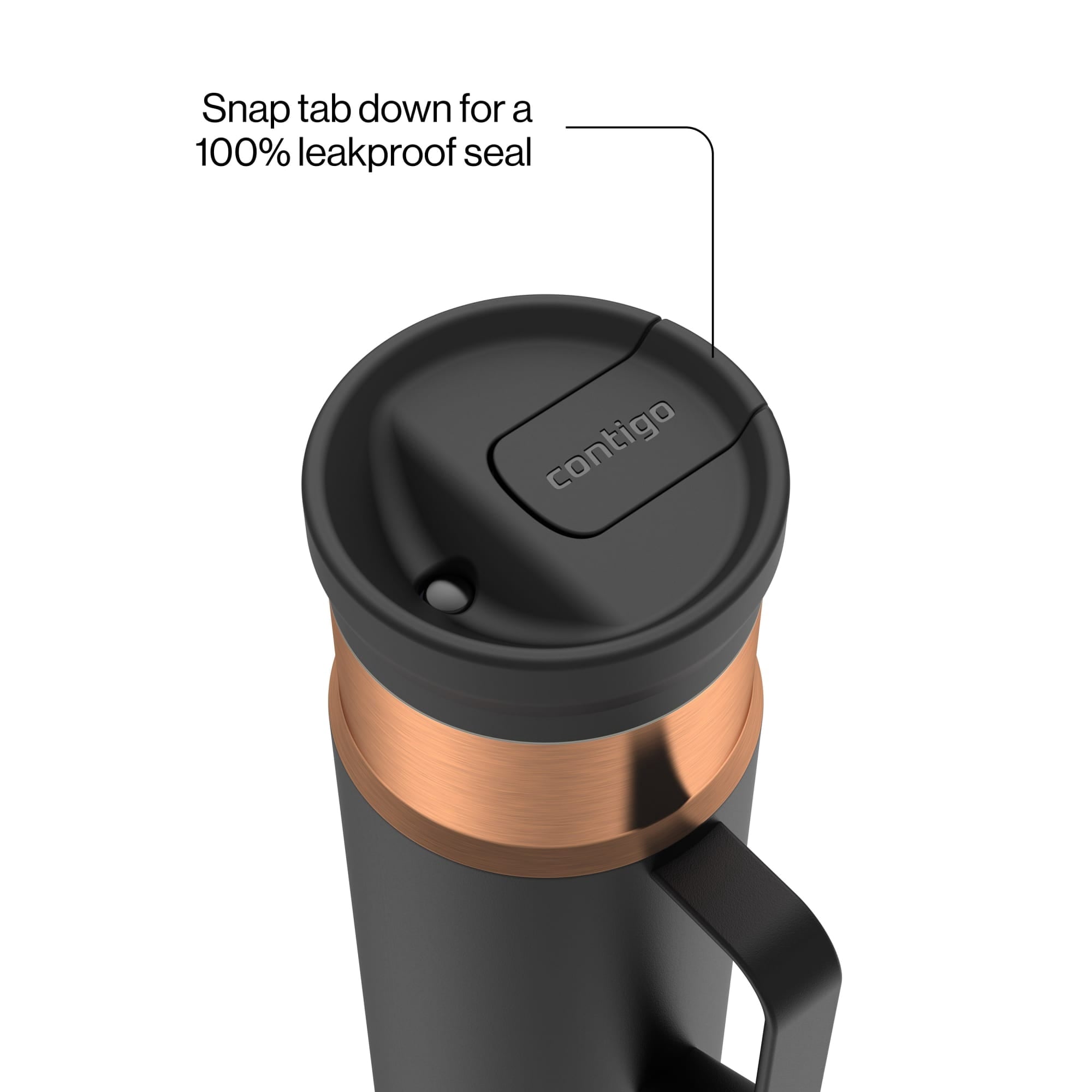 Contigo SnapSeal Leakproof Stainless Steel Reusable Water Bottle Tumbler with Side Handle, Dark Blue/Bronze, 20 oz C033R