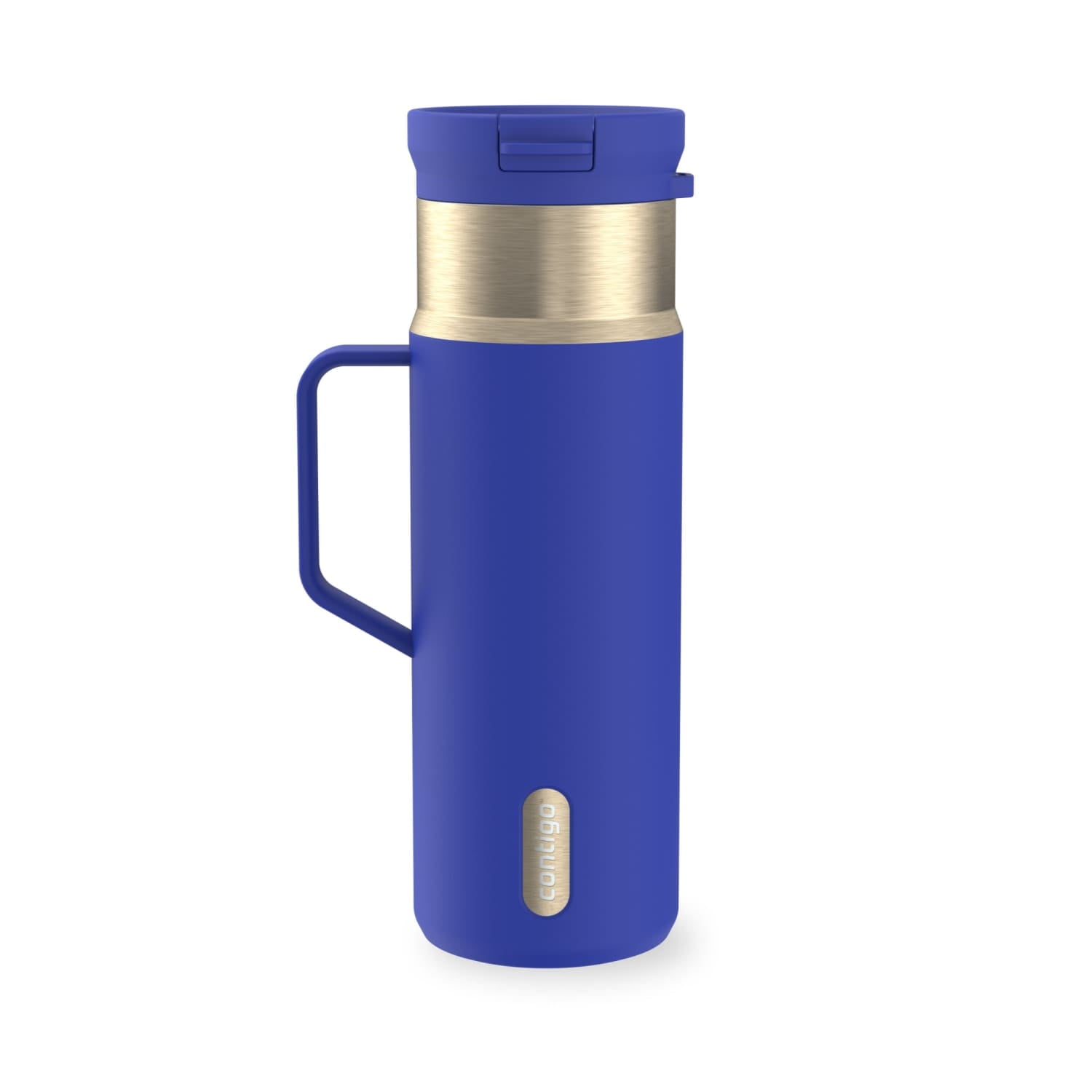 Contigo SnapSeal Leakproof Stainless Steel Reusable Water Bottle Tumbler with Side Handle, Dark Blue/Bronze, 20 oz C033R