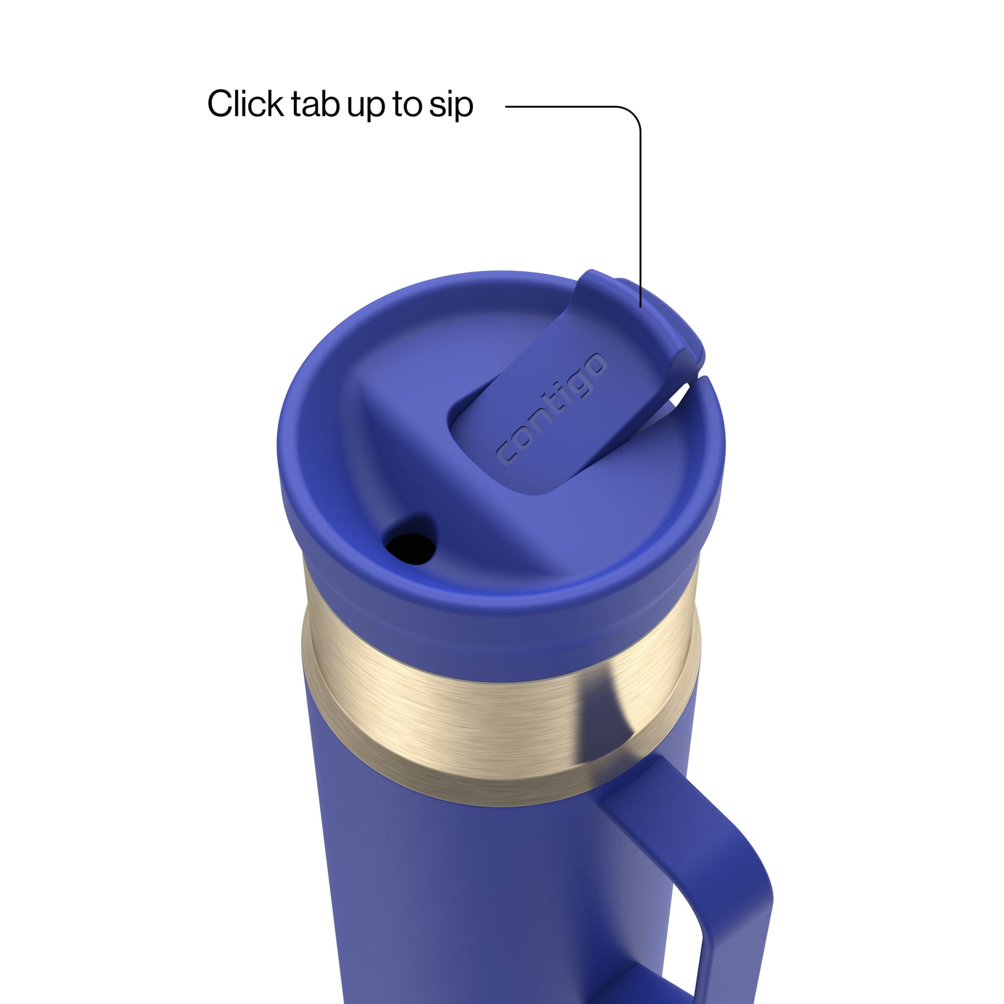 Contigo SnapSeal Leakproof Stainless Steel Reusable Water Bottle Tumbler with Side Handle, Dark Blue/Bronze, 20 oz C033R