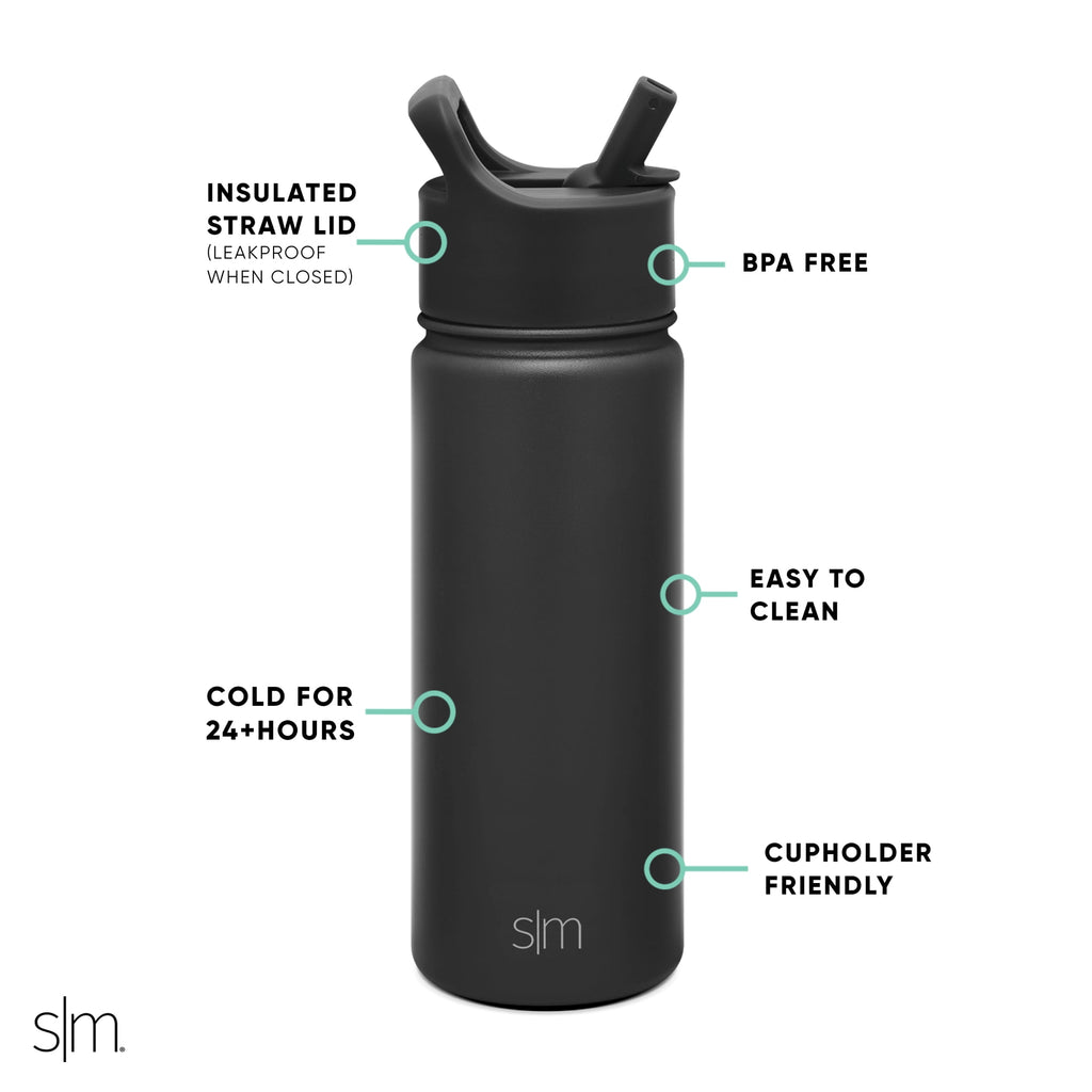 Simple Modern Summit Water Bottle Straw Lid Vacuum Insulated Stainless Steel Bottle | 18 fl oz C427Q
