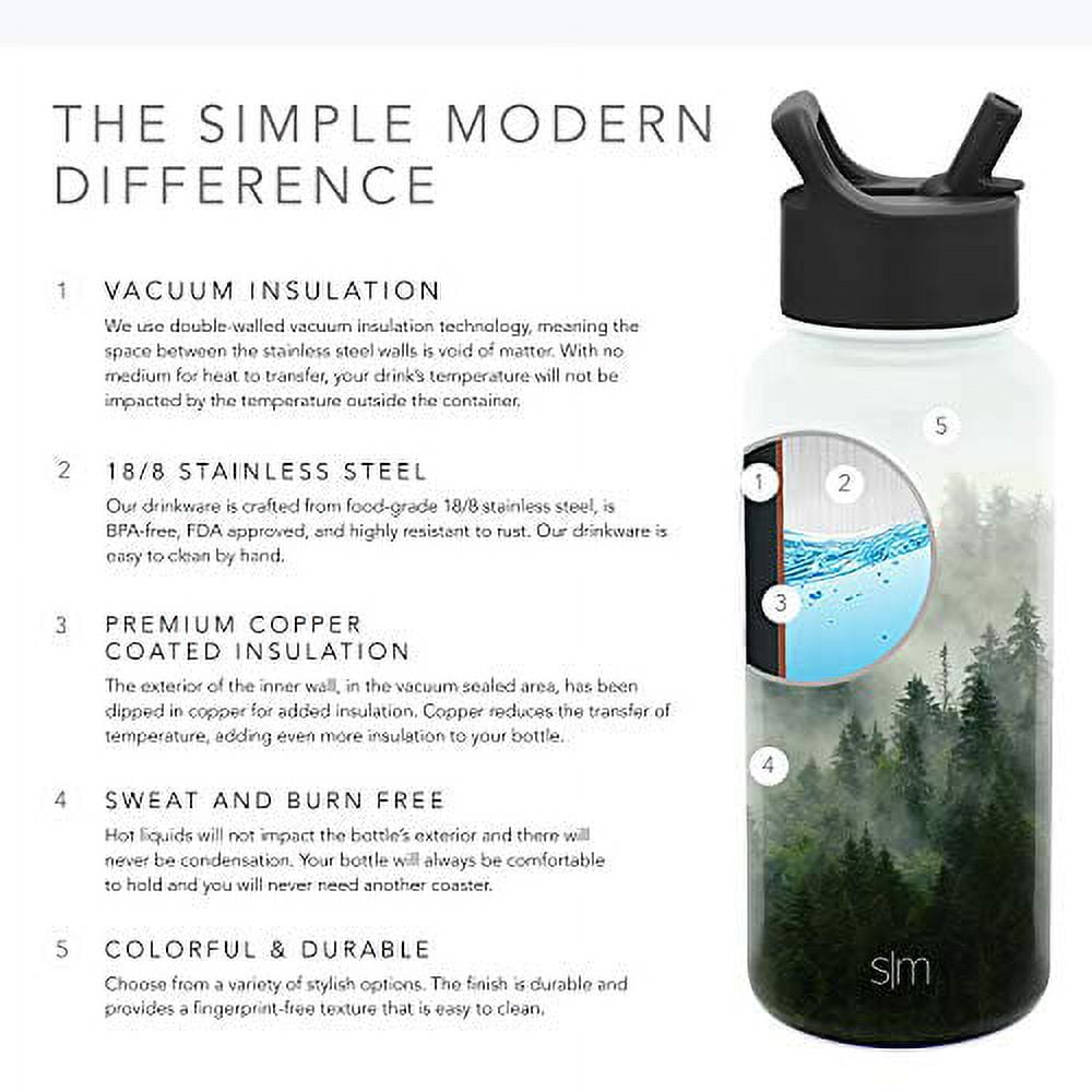 Simple Modern Summit Water Bottle Straw Lid Vacuum Insulated Stainless Steel Bottle | 18 fl oz C427Q