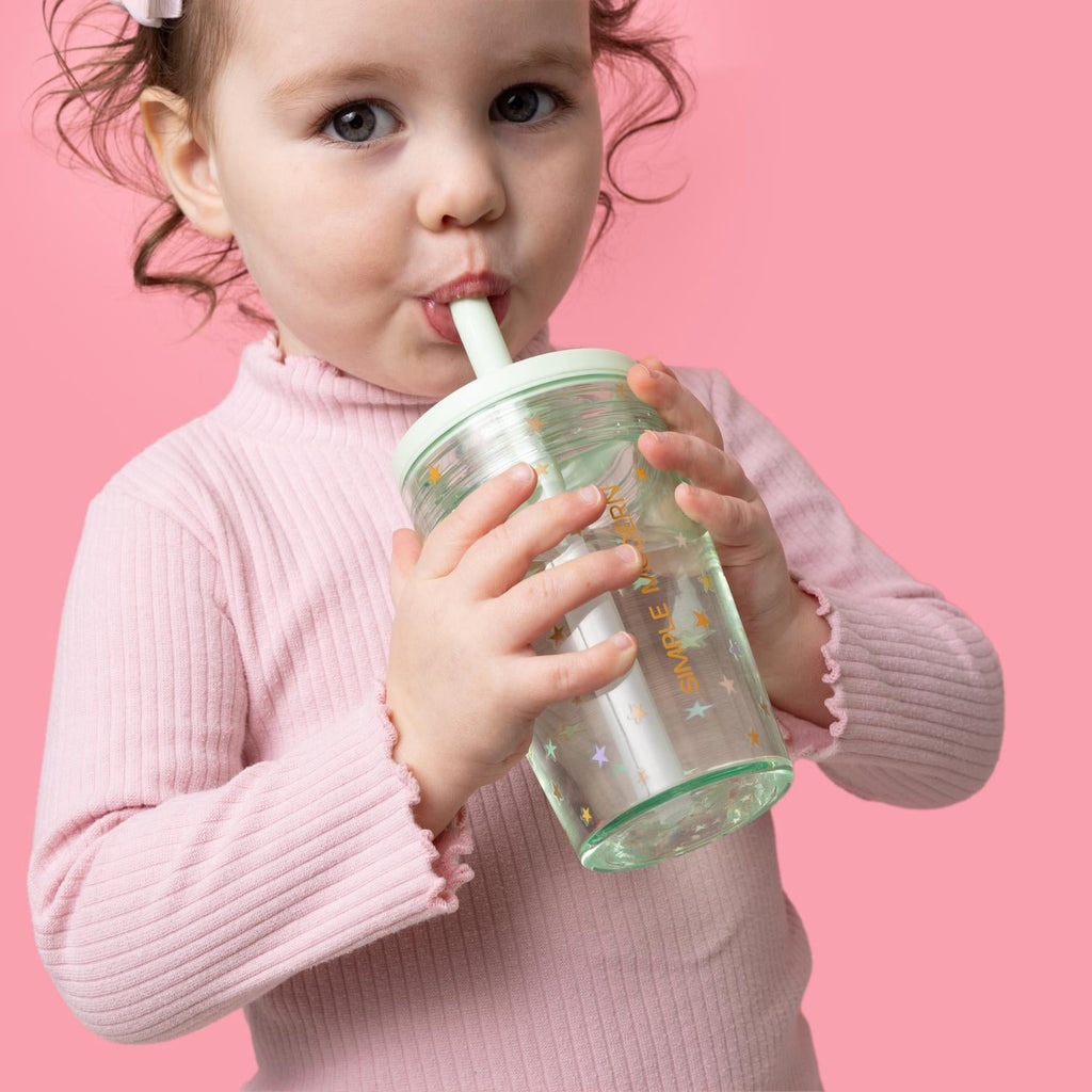Simple Modern 12 fl oz Tritan Plastic Junior Tumbler with Silicone Straw Lid for Toddlers | Stars C399Q
