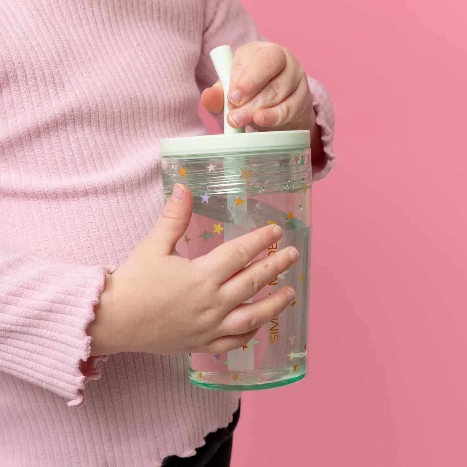 Simple Modern 12 fl oz Tritan Plastic Junior Tumbler with Silicone Straw Lid for Toddlers | Stars C399Q