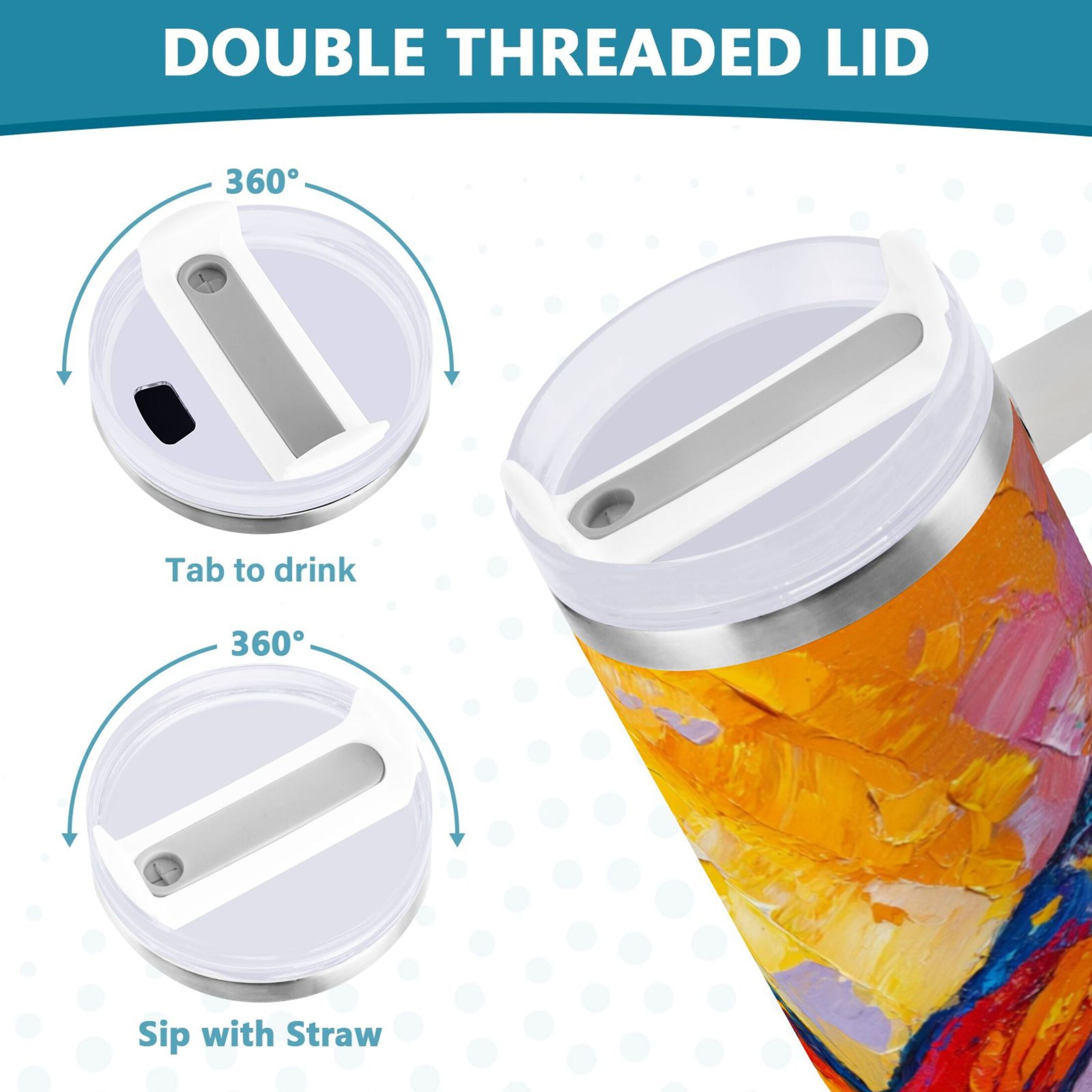 30 oz Insulated Stainless Steel Tumbler Double Wall Stainless Steel Tumbler with 2-Way Drinking Colorful Butterfly Flying C473C