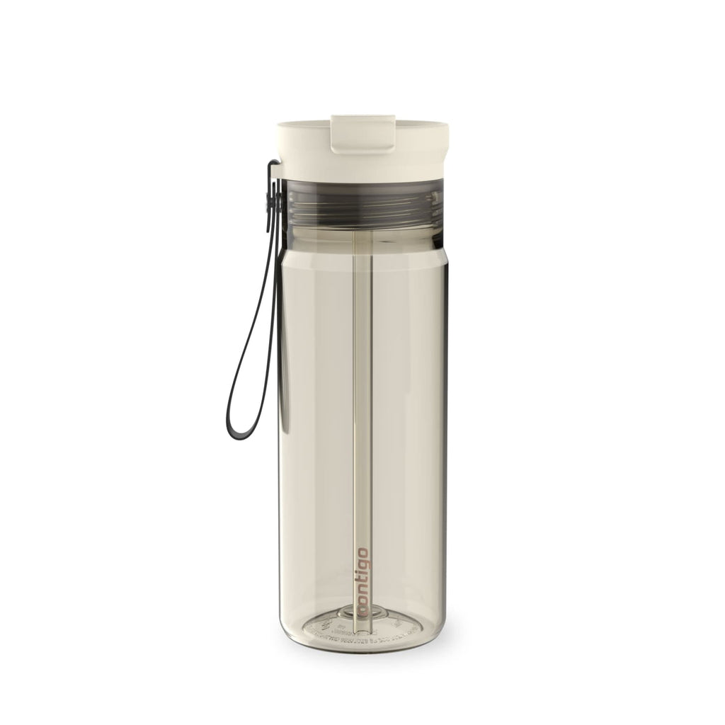 Contigo DualSip Leakproof Plastic Reusable Water Bottle with Carrying Strap, Black/Clear, 24 oz C047G