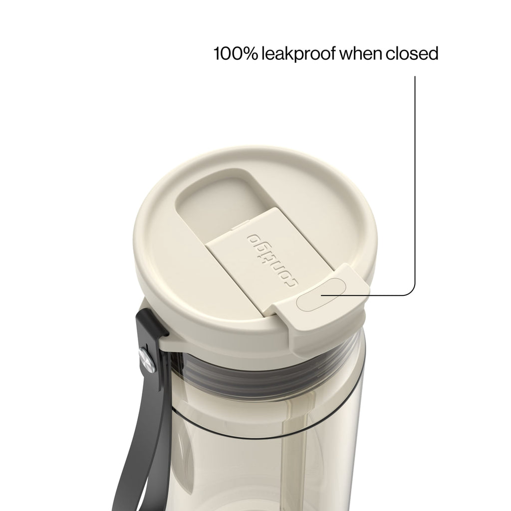 Contigo DualSip Leakproof Plastic Reusable Water Bottle with Carrying Strap, Black/Clear, 24 oz C047G