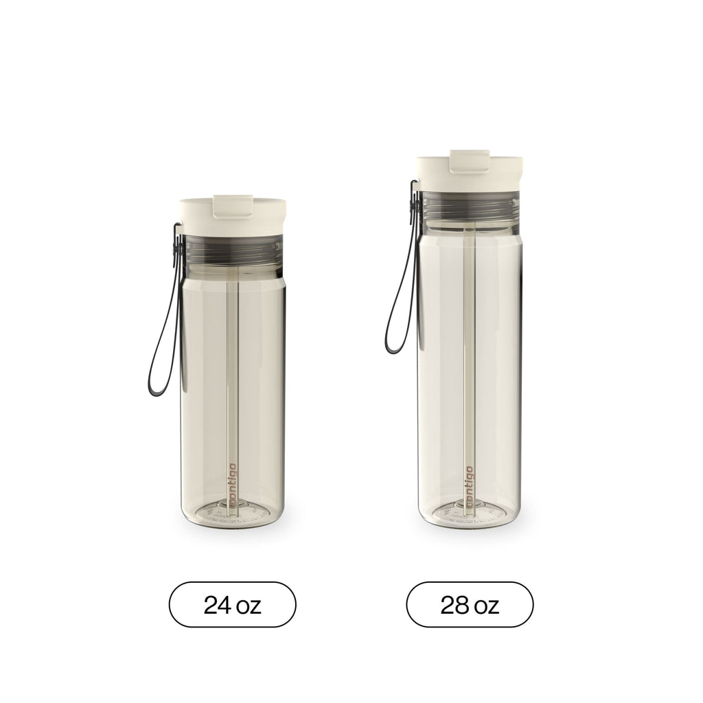 Contigo DualSip Leakproof Plastic Reusable Water Bottle with Carrying Strap, Black/Clear, 24 oz C047G