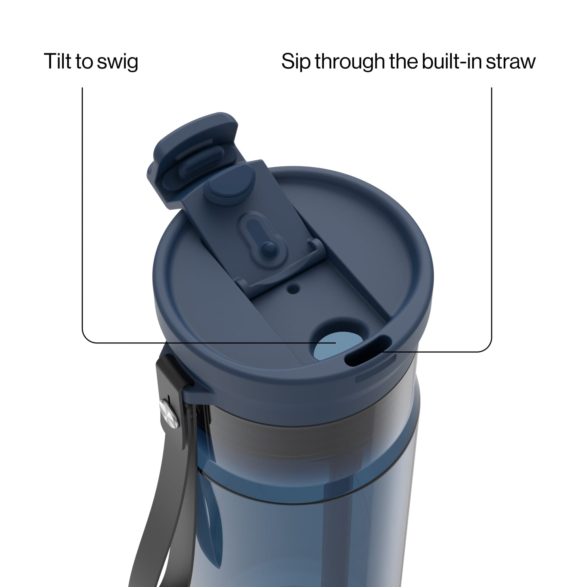 Contigo DualSip Leakproof Plastic Reusable Water Bottle with Carrying Strap, Black/Clear, 24 oz C047G