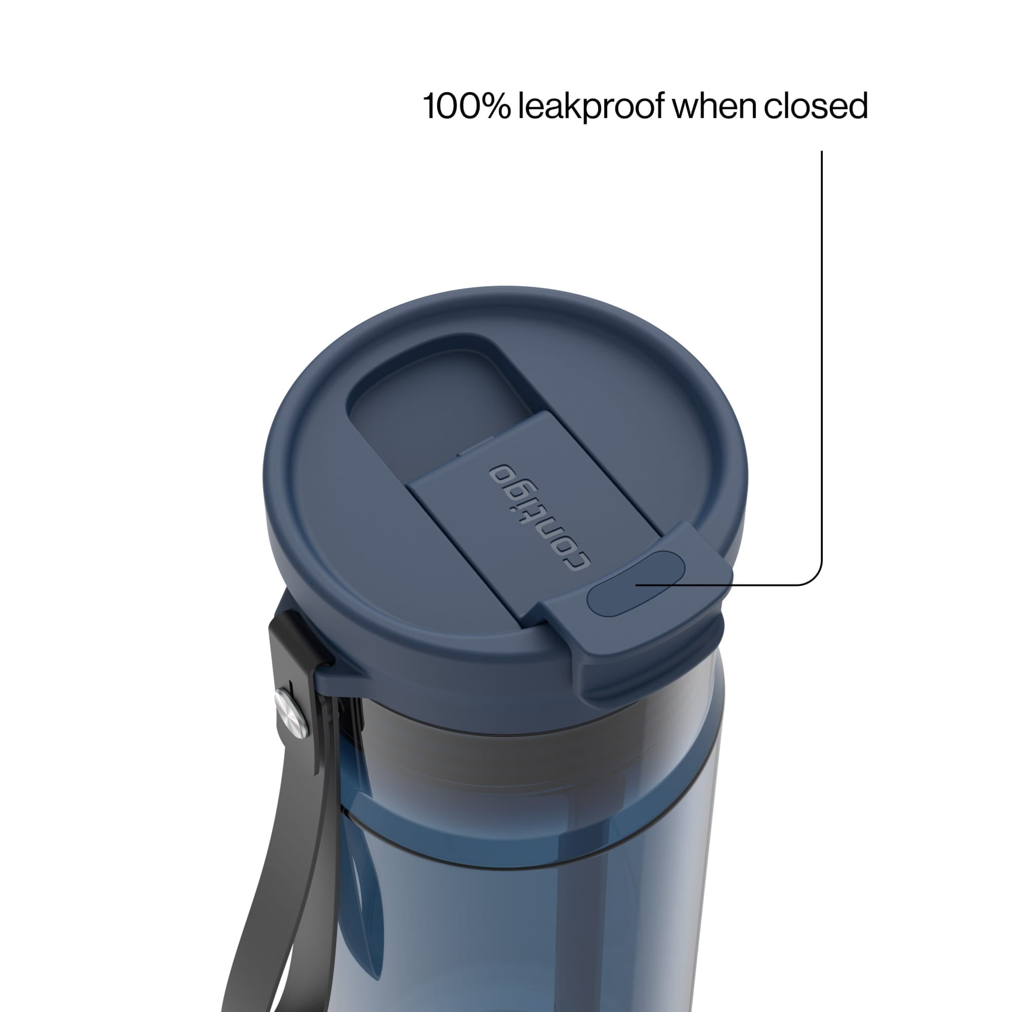 Contigo DualSip Leakproof Plastic Reusable Water Bottle with Carrying Strap, Black/Clear, 24 oz C047G