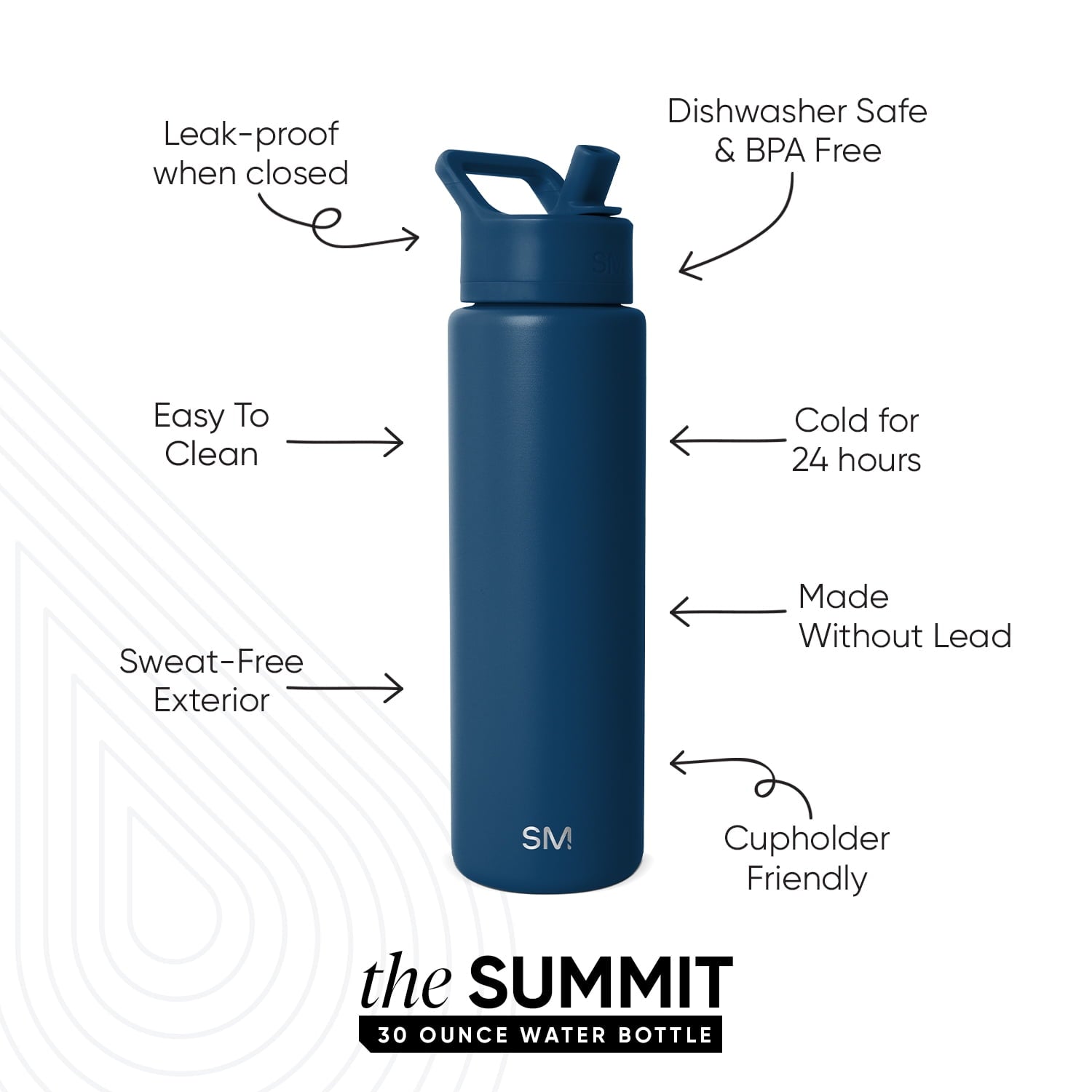 Simple Modern 30 fl oz Insulated Stainless Steel Summit Wide Mouth Water Bottle with Straw Lid | Slumberland C396Y