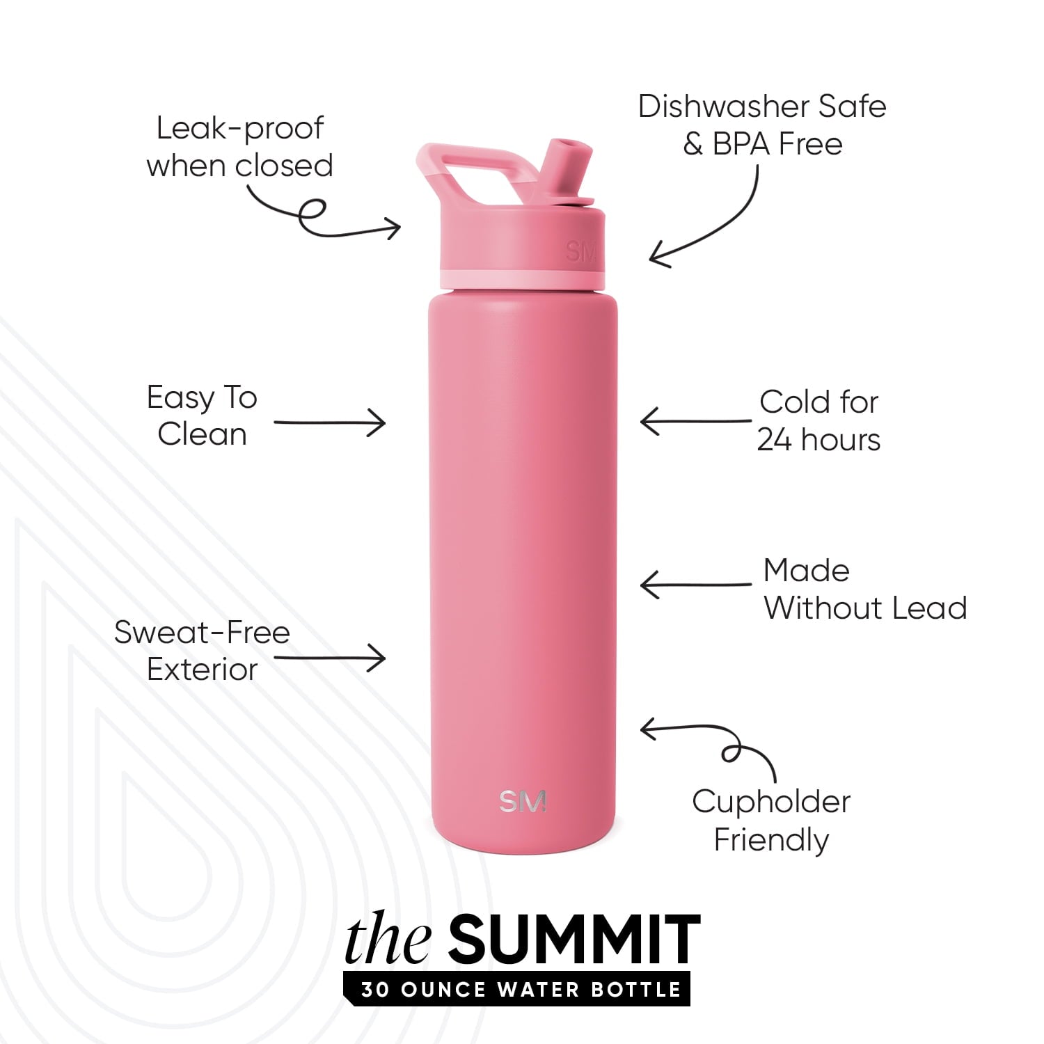Simple Modern 30 fl oz Insulated Stainless Steel Summit Wide Mouth Water Bottle with Straw Lid | Slumberland C396Y
