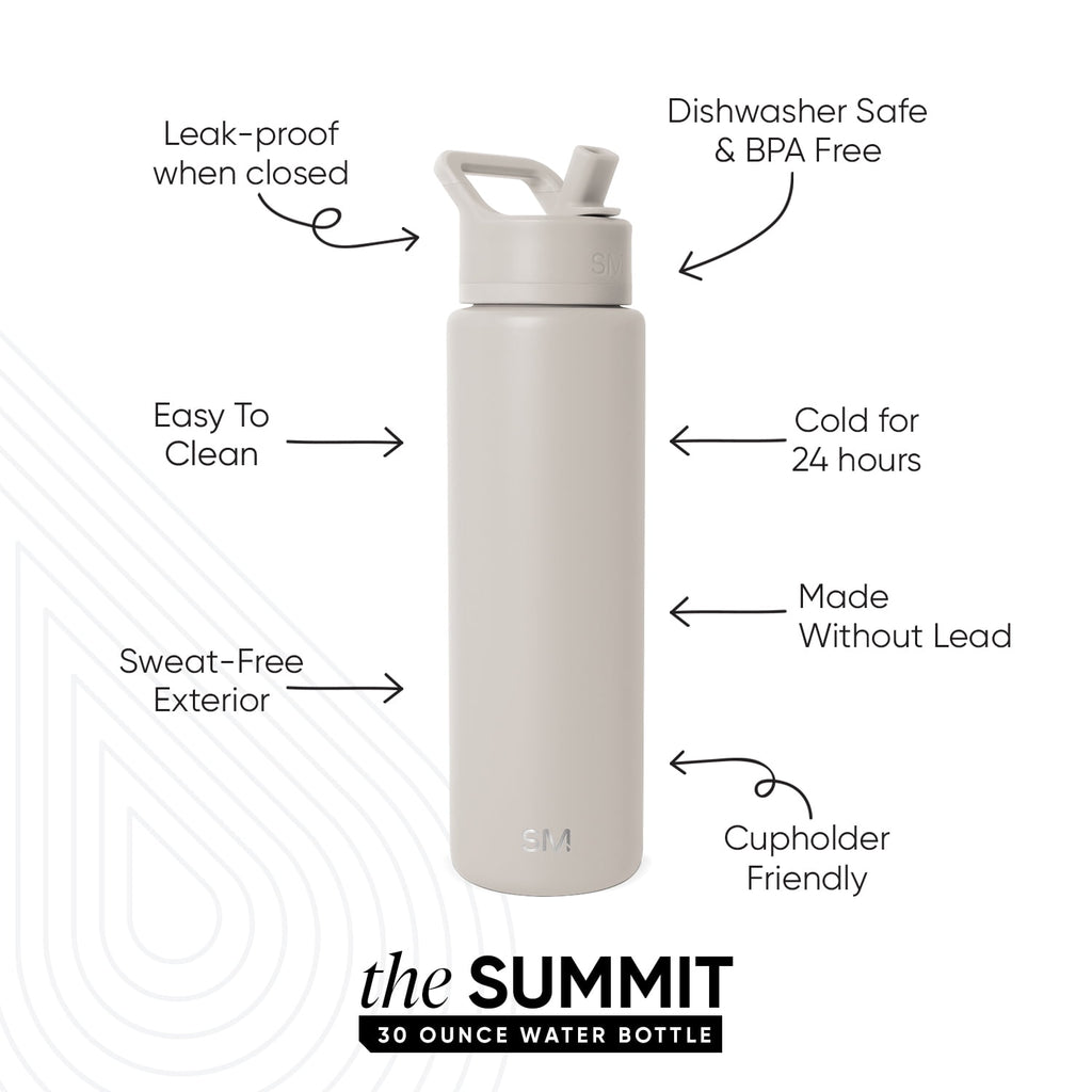 Simple Modern 30 fl oz Insulated Stainless Steel Summit Wide Mouth Water Bottle with Straw Lid | Slumberland C396Y