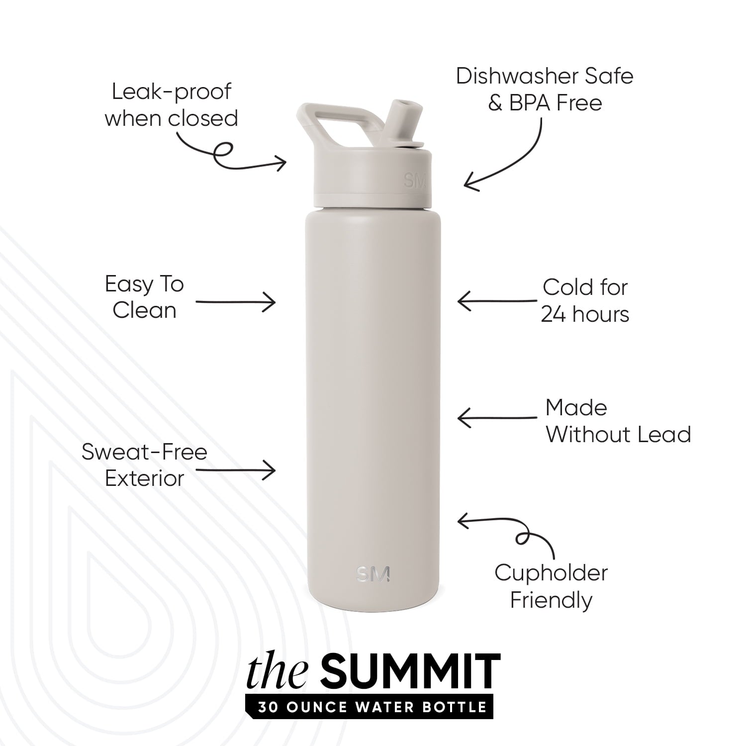 Simple Modern 30 fl oz Insulated Stainless Steel Summit Wide Mouth Water Bottle with Straw Lid | Slumberland C396Y