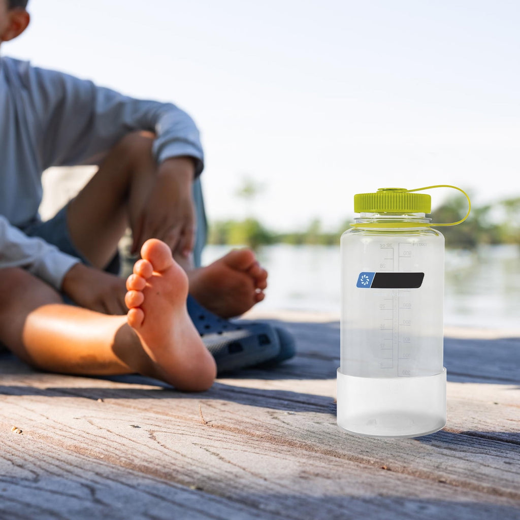 Linkidea 2 Pack Water Bottle Boot Compatible with Nalgene Sustain Wide Mouth 32oz/48oz, Narrow Mouth 32oz, Silicone Anti-Slip Bottle Bottom Bumper Protector (Clear White) C214K