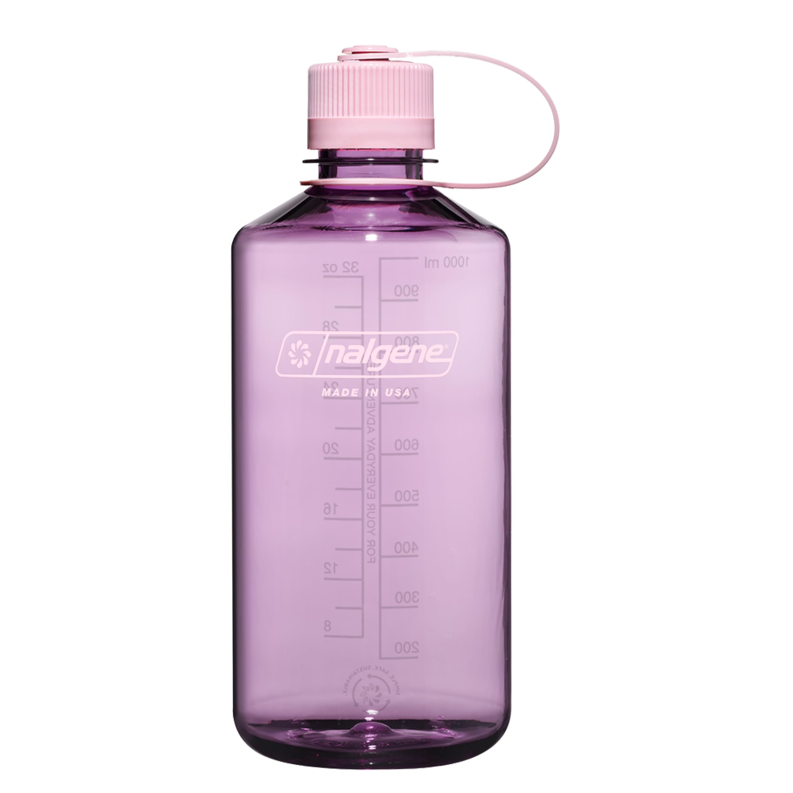 Nalgene Sustain Tritan BPA-Free Water Bottle Made with Material Derived from 50% Plastic Waste (using ISCC certified mass balance), 32 OZ, Narrow Mouth, Cherry Blossom C152G
