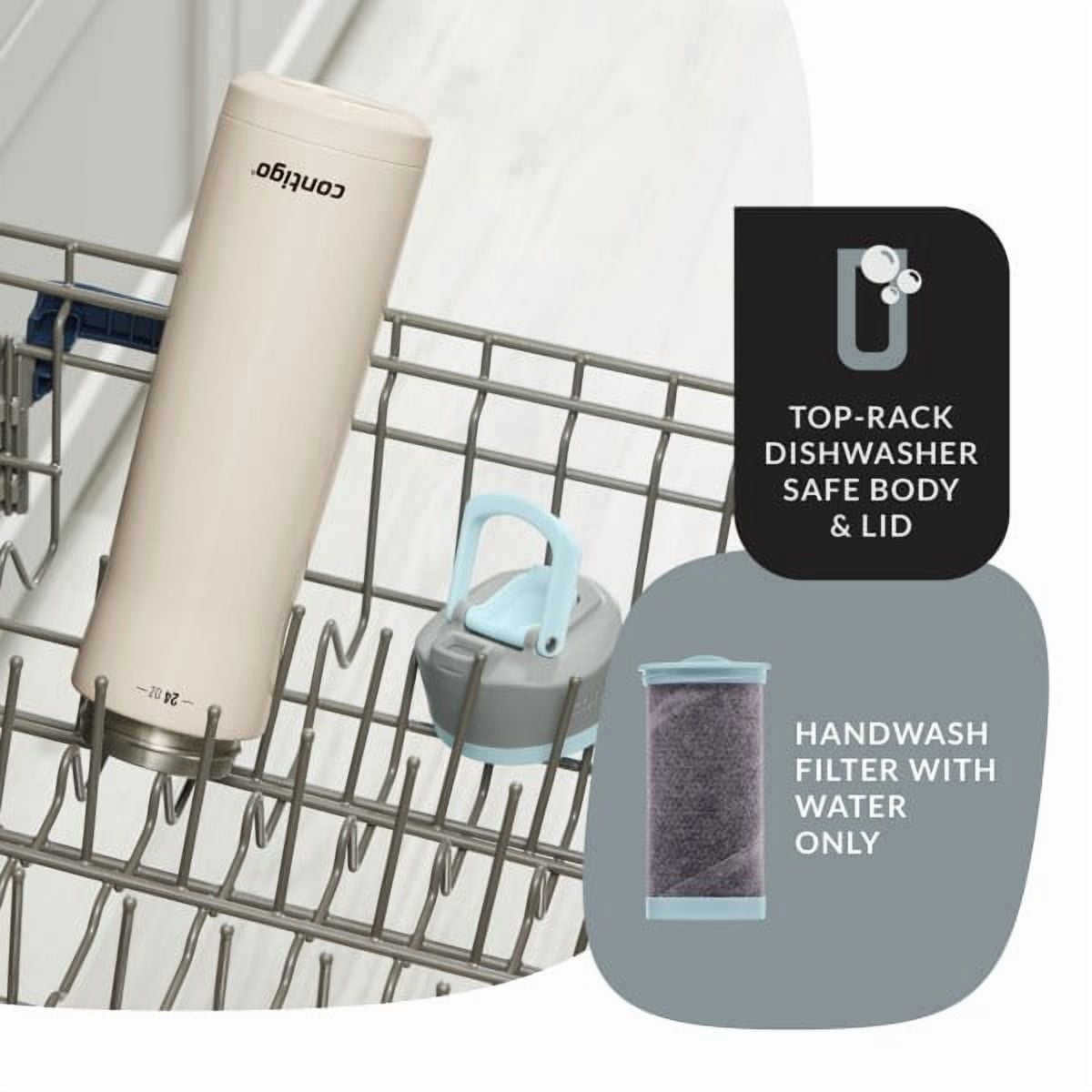 Contigo Clybourn Chill Stainless Steel FreeFlow Filter Water Bottle with AUTOSEAL, 24oz Salt C107W