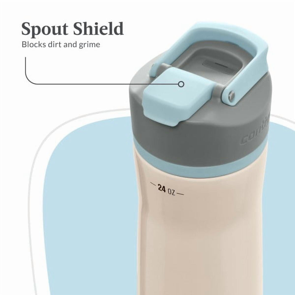 Contigo Clybourn Chill Stainless Steel FreeFlow Filter Water Bottle with AUTOSEAL, 24oz Salt C107W