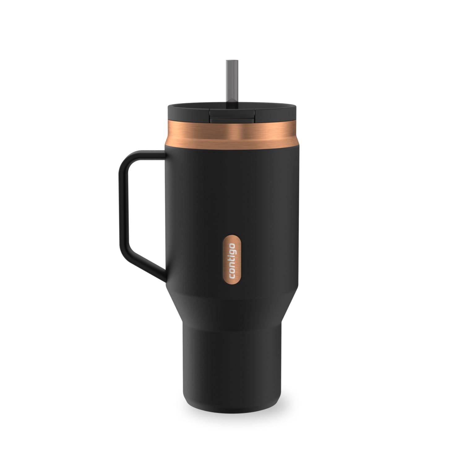 Contigo SnapSeal Leakproof Stainless Steel Reusable Water Bottle Tumbler with Side Handle, Black/Bronze, 30 oz C015E