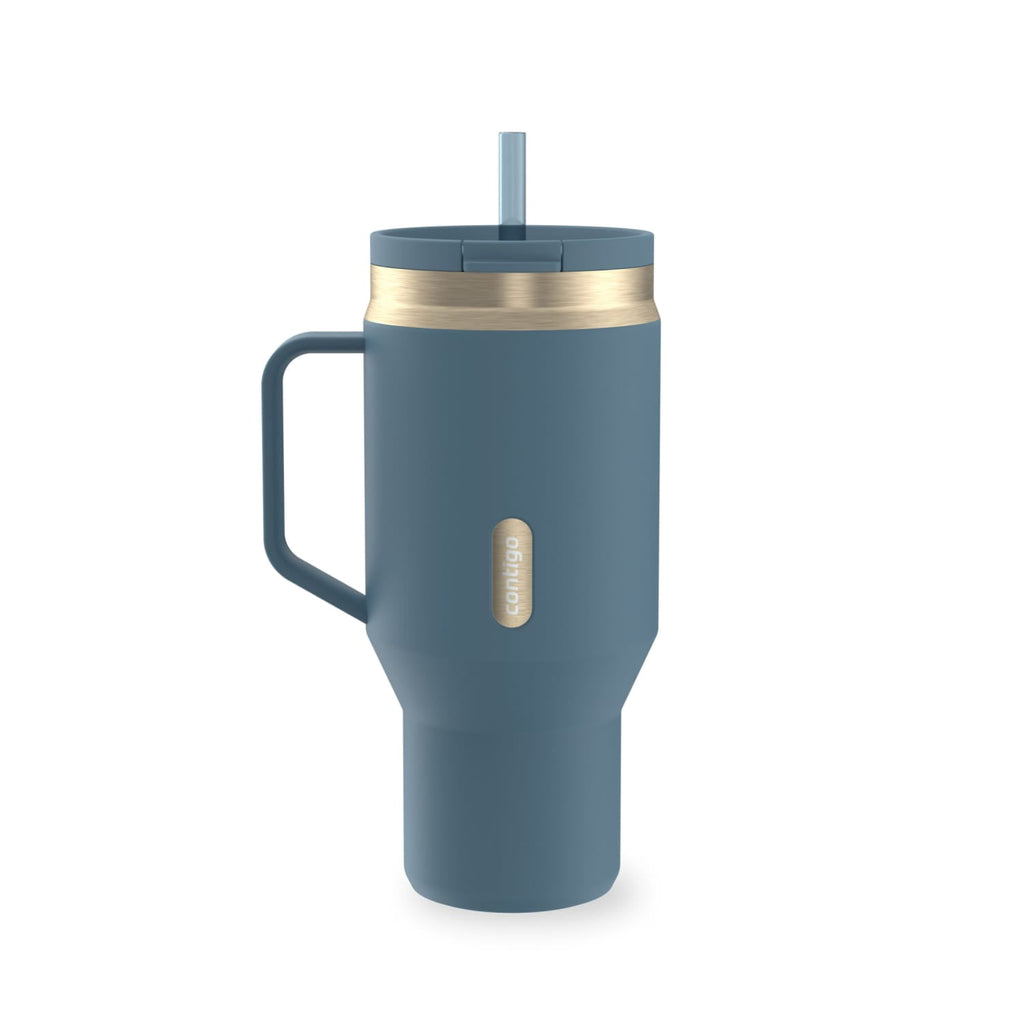 Contigo SnapSeal Leakproof Stainless Steel Reusable Water Bottle Tumbler with Side Handle, Black/Bronze, 30 oz C015E