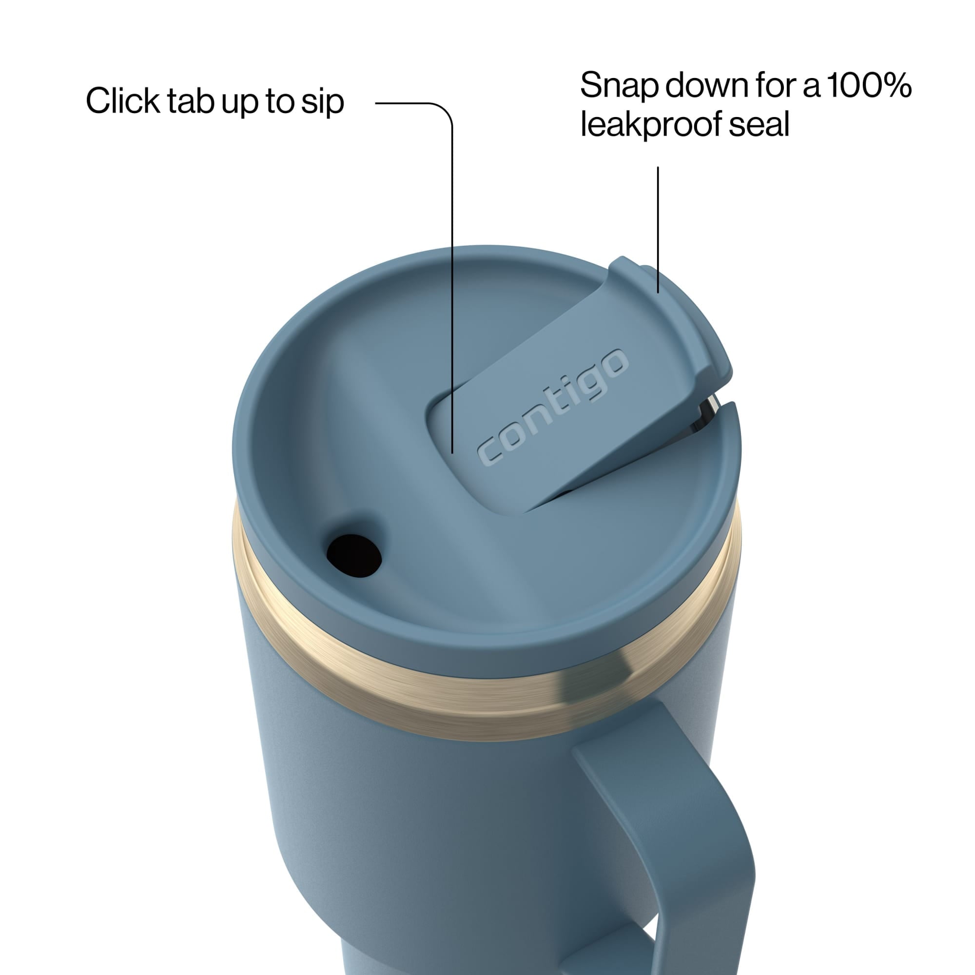 Contigo SnapSeal Leakproof Stainless Steel Reusable Water Bottle Tumbler with Side Handle, Black/Bronze, 30 oz C015E